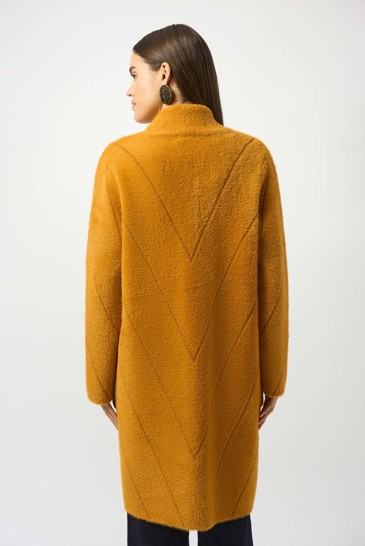 Joseph Ribkoff Medallian Feather Yarn Sweater Knit Coat