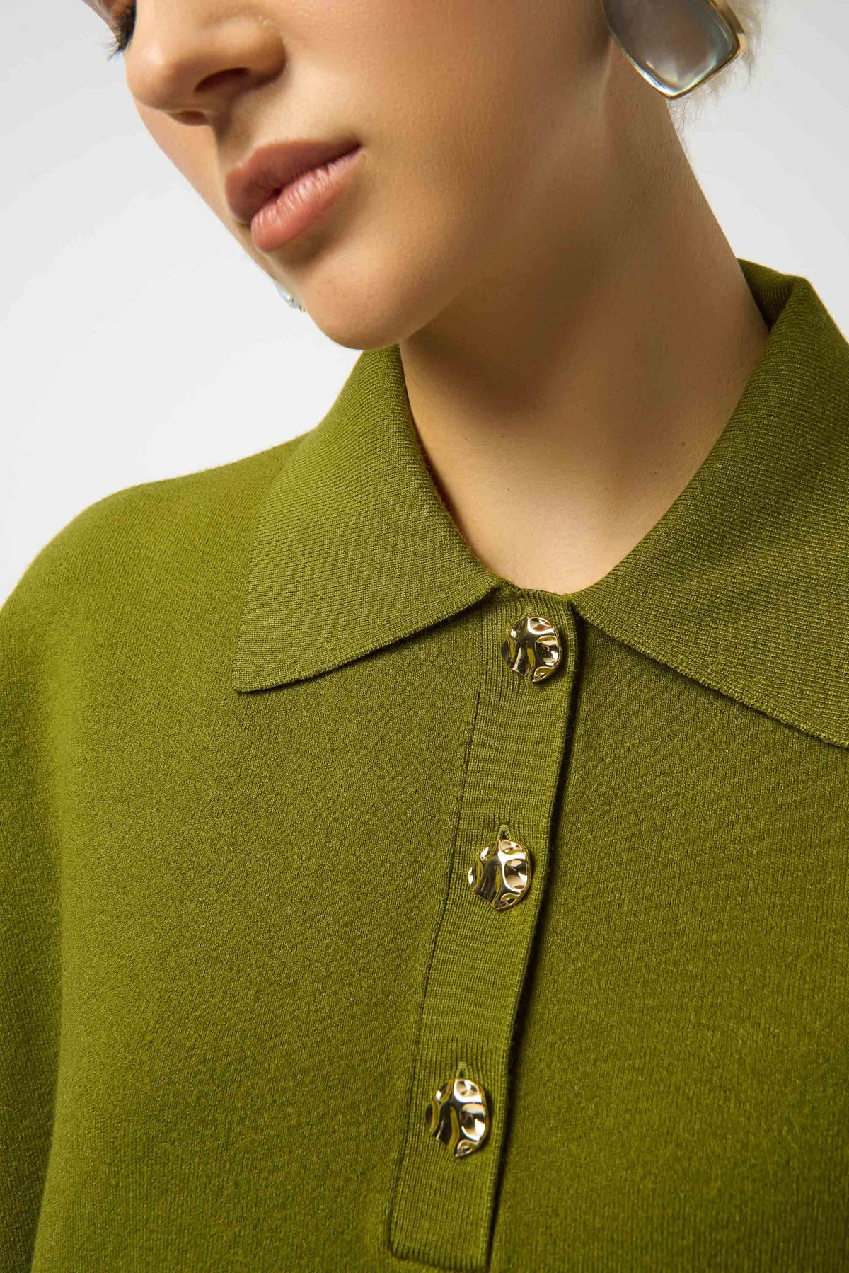 Joseph Ribkoff Artichoke Sweater Knit Boxy Pullover With Polo Collar