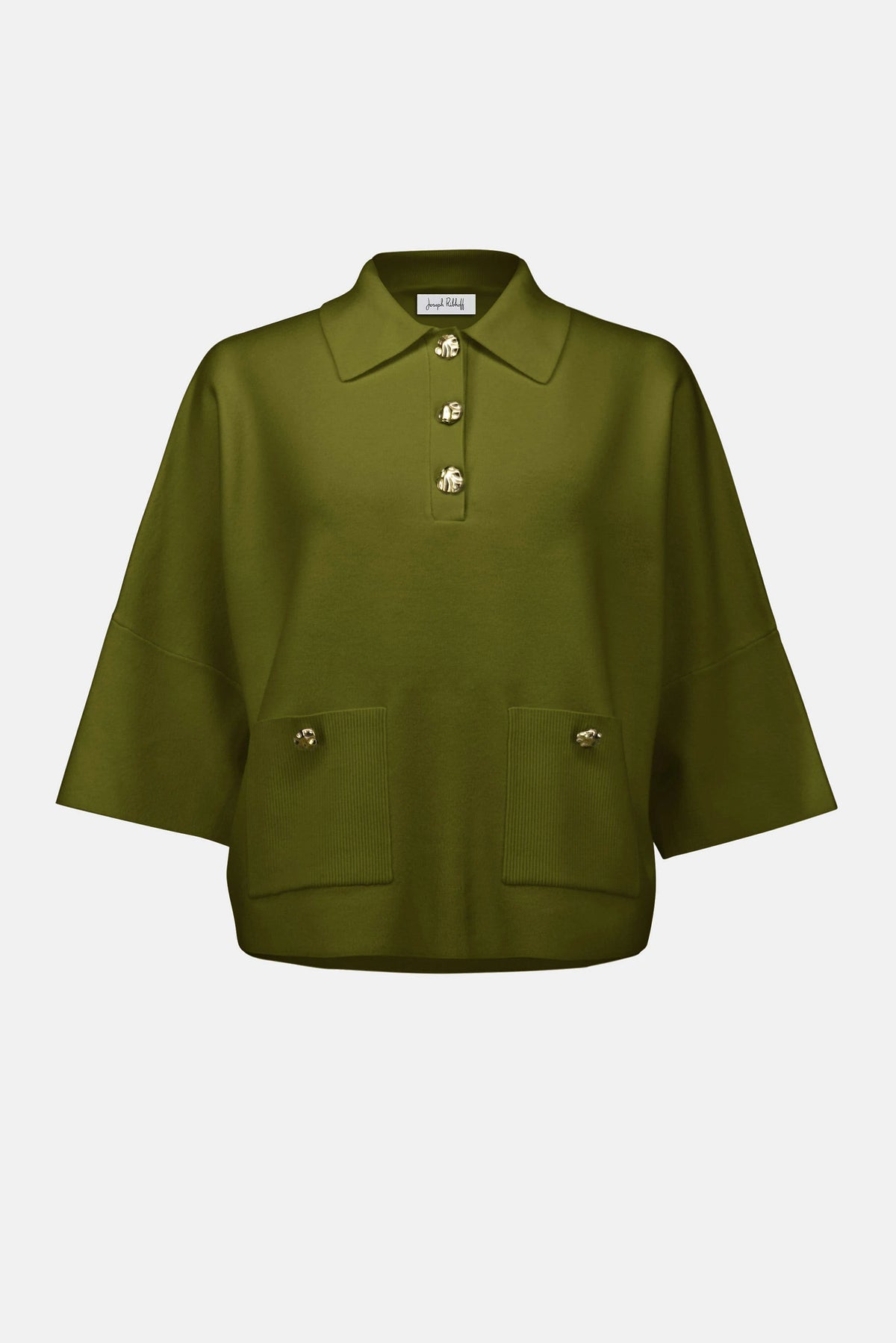 Joseph Ribkoff Artichoke Sweater Knit Boxy Pullover With Polo Collar