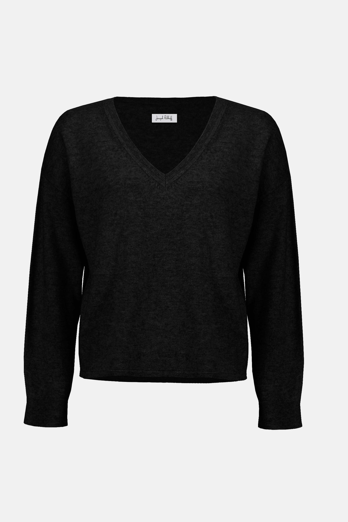 Joseph Ribkoff Black Wool Blend V-Neck Boxy Sweater