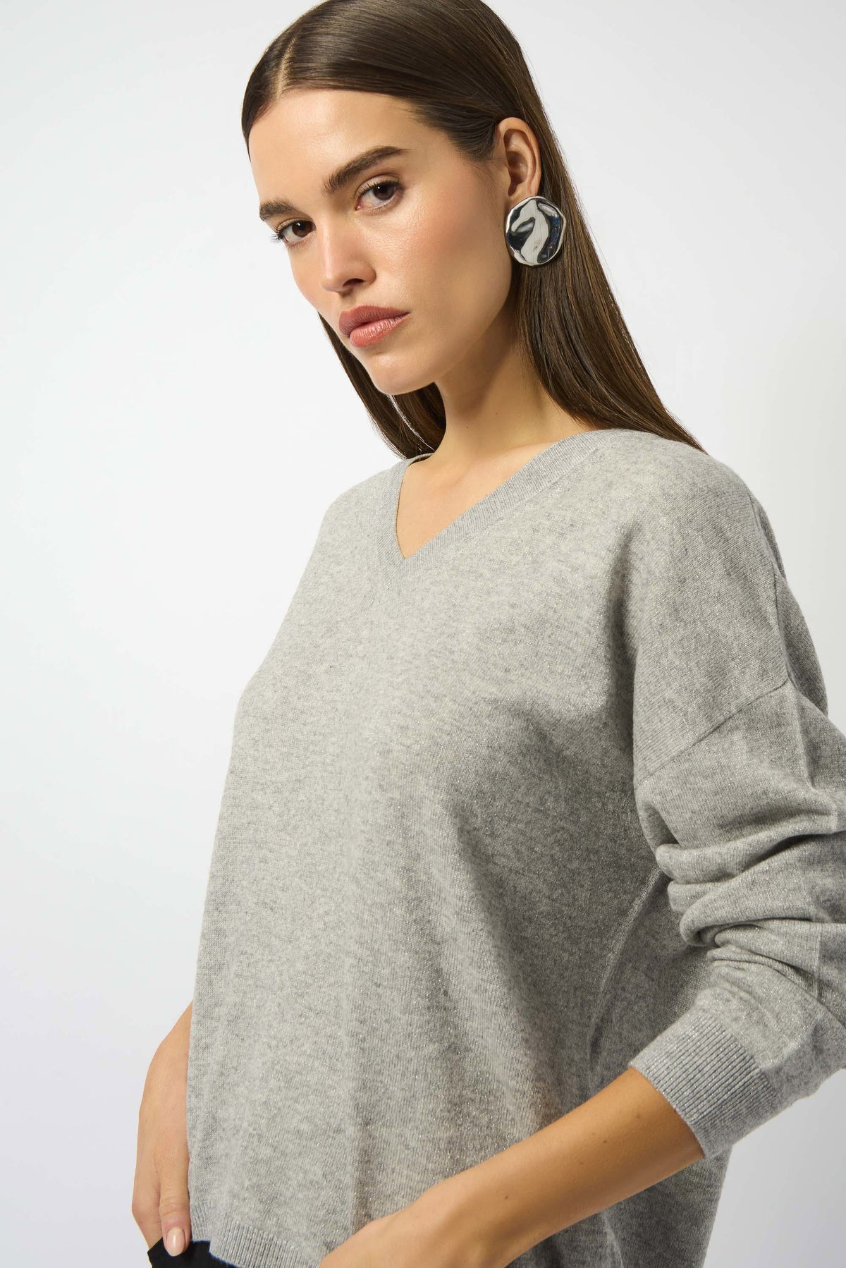 Joseph Ribkoff Wool Blend V-Neck Boxy Sweater