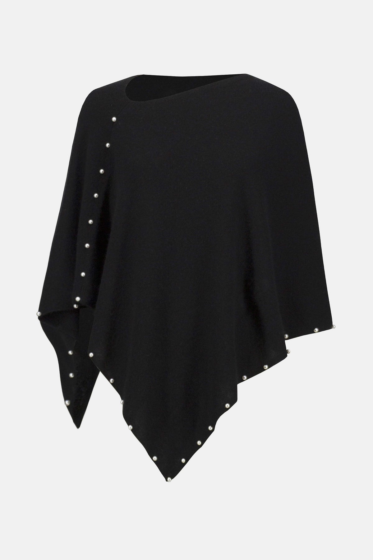 Joseph Ribkoff Black Cashmere Poncho with Pearl Detailing