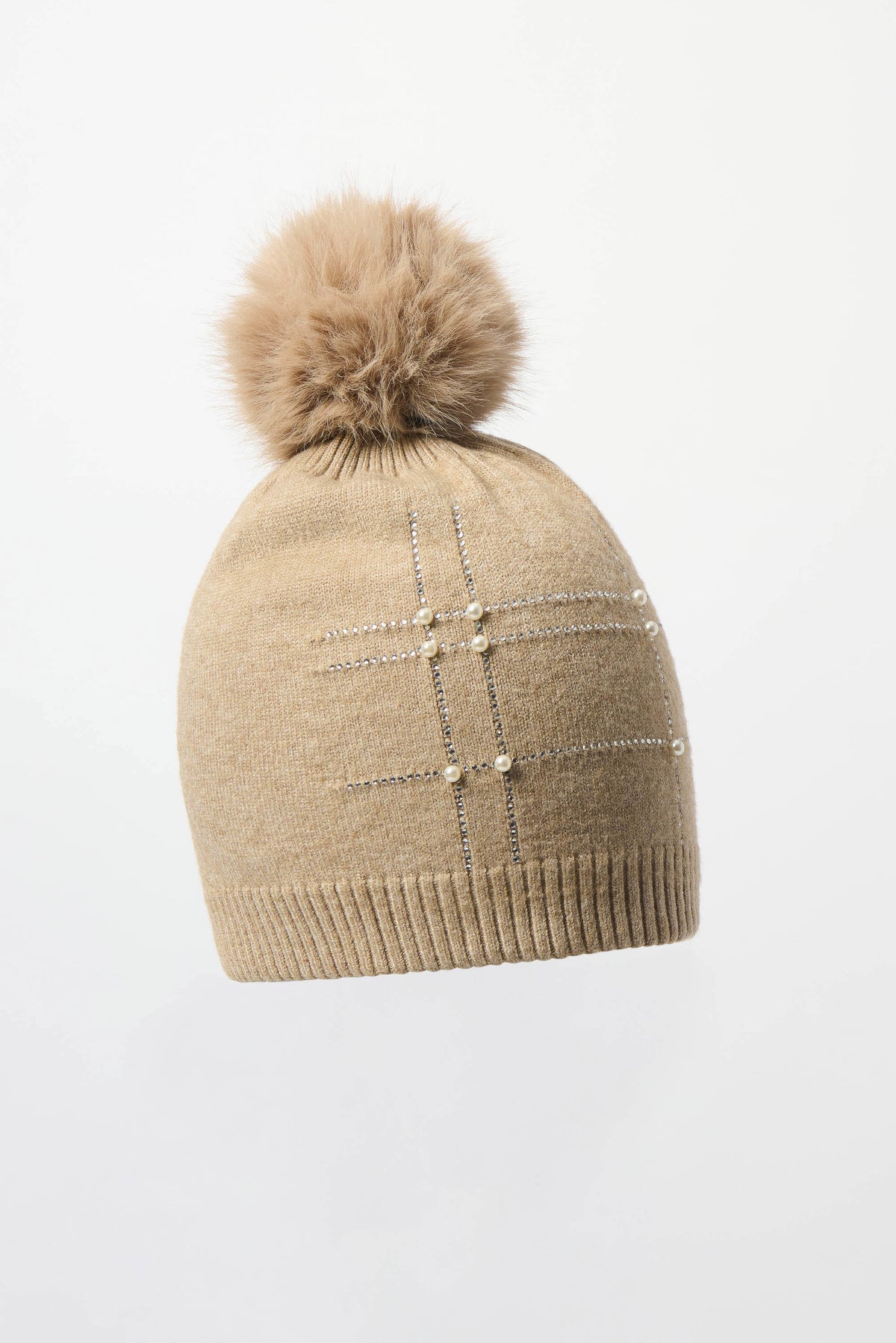 Joseph Ribkoff Knitted Faux Fur Pompom Hat