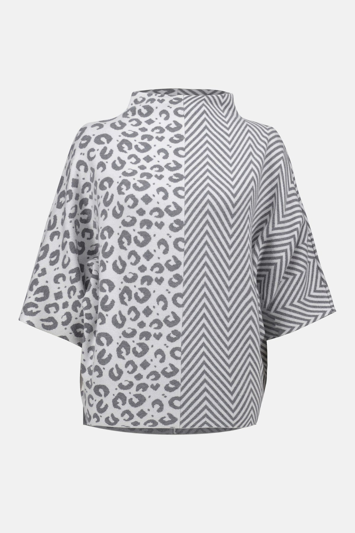 Joseph Ribkoff Jacquard Knit Mixed Print Boxy Sweater