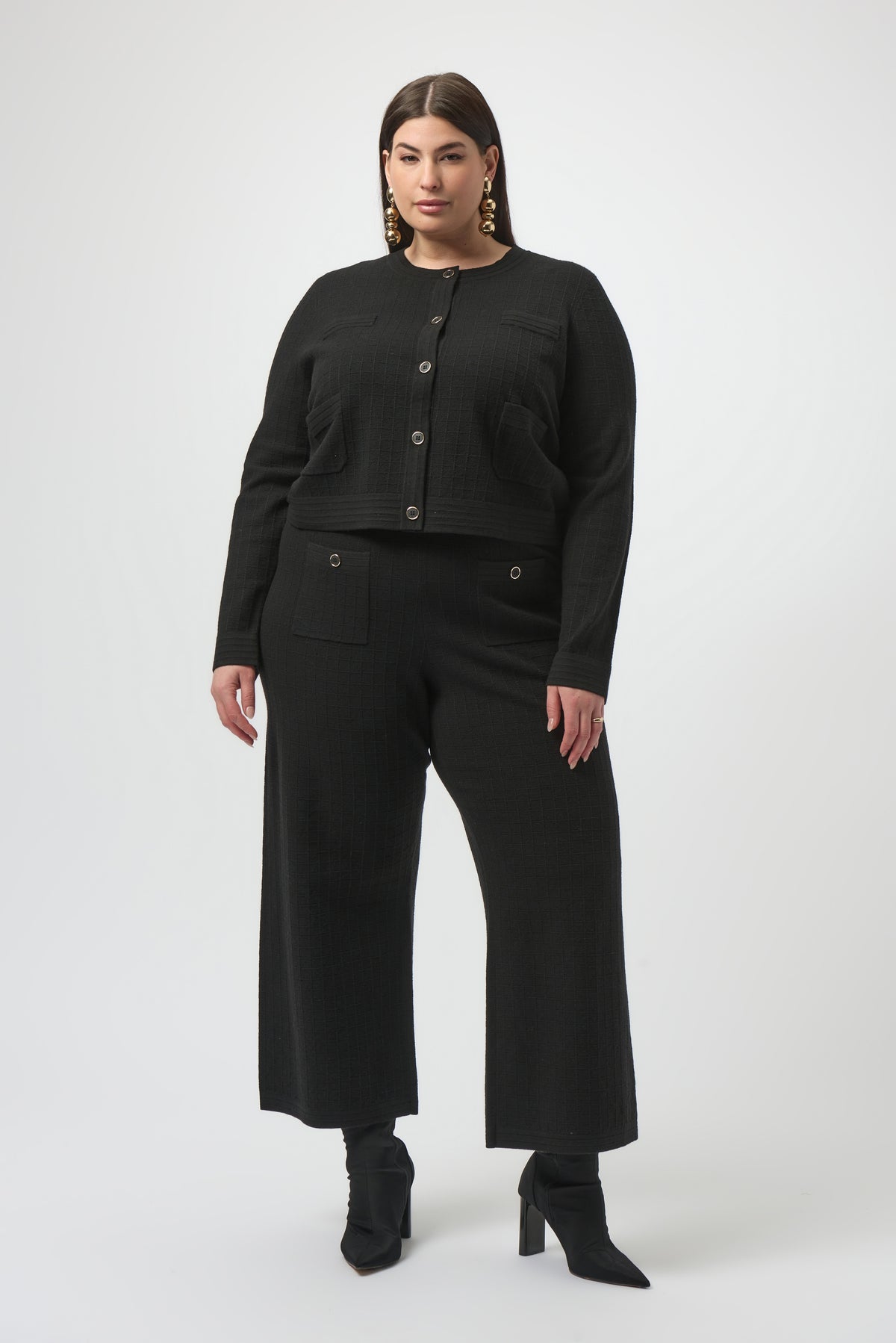 Joseph Ribkoff Black Sweater Knit Straight Leg Pants