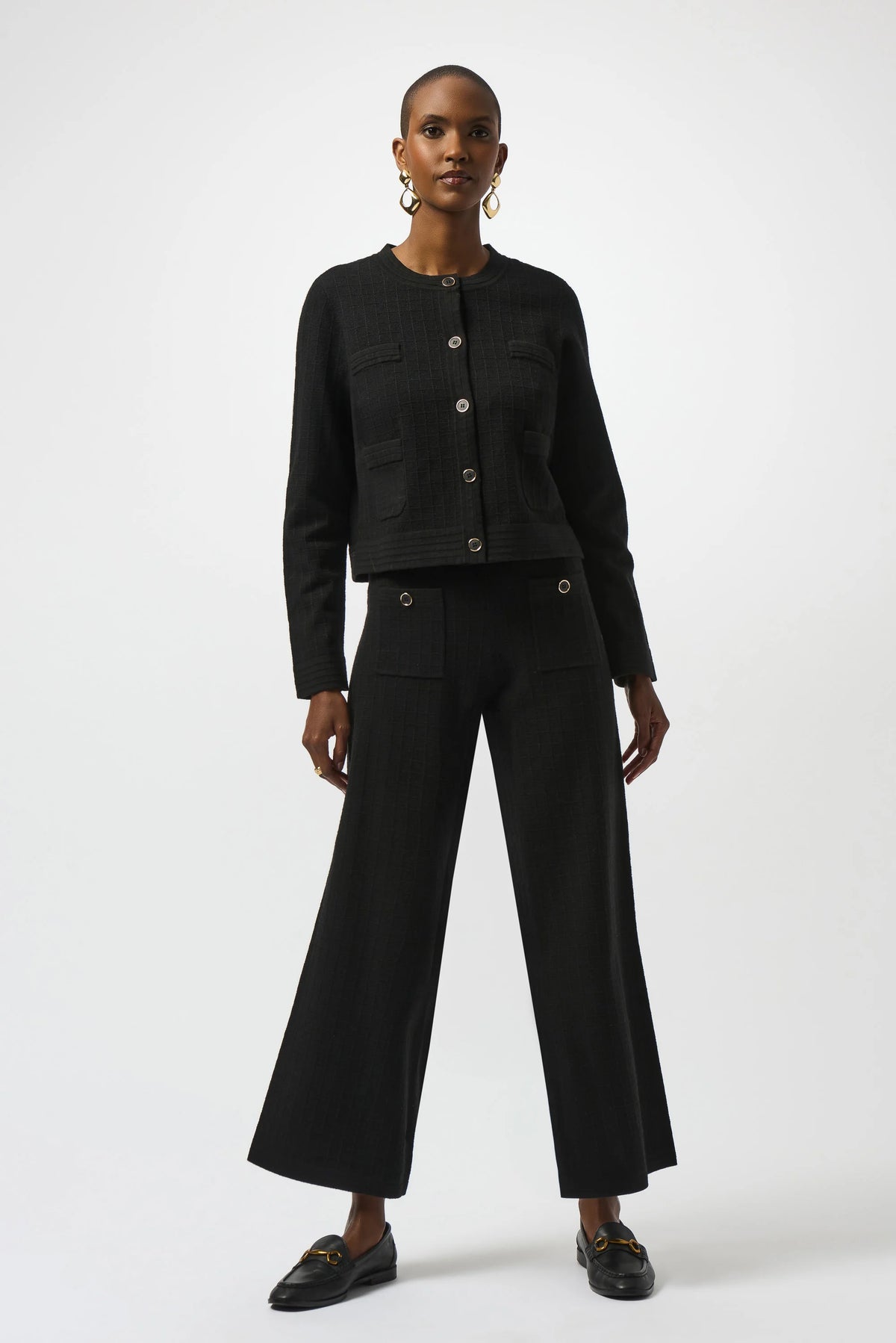 Joseph Ribkoff Black Sweater Knit Straight Leg Pants