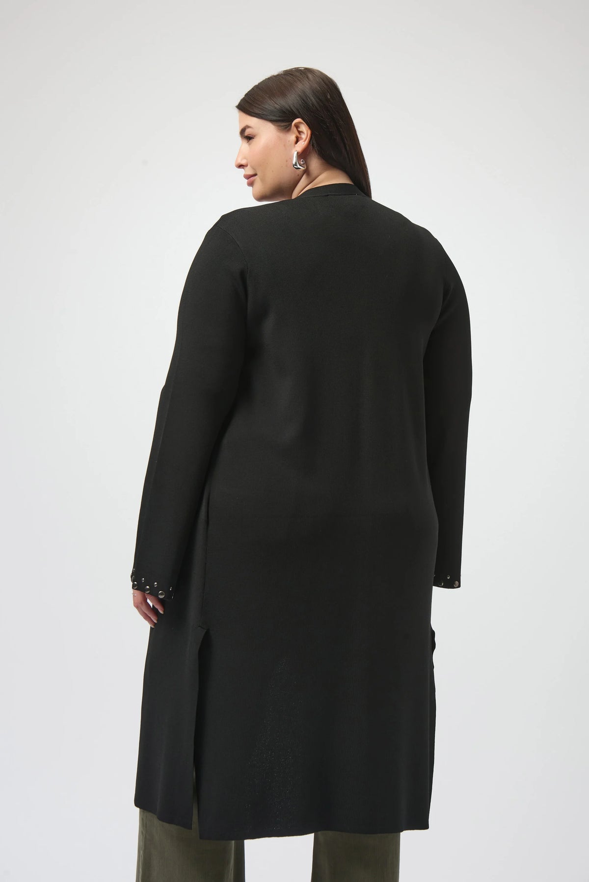 Joseph Ribkoff Black Sweater Knit Open-Front Cover Up