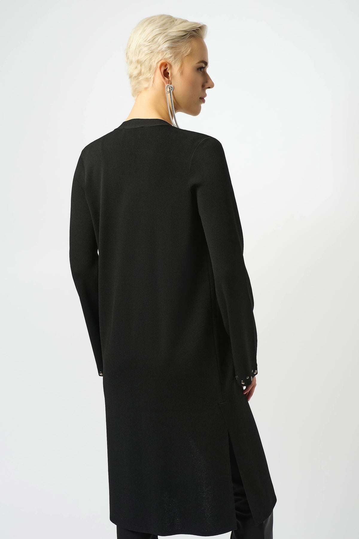 Joseph Ribkoff Black Sweater Knit Open-Front Cover Up