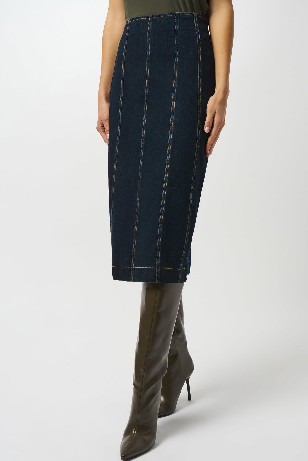 Joseph Ribkoff Indigo Stretch Denim Panelled Pencil Skirt