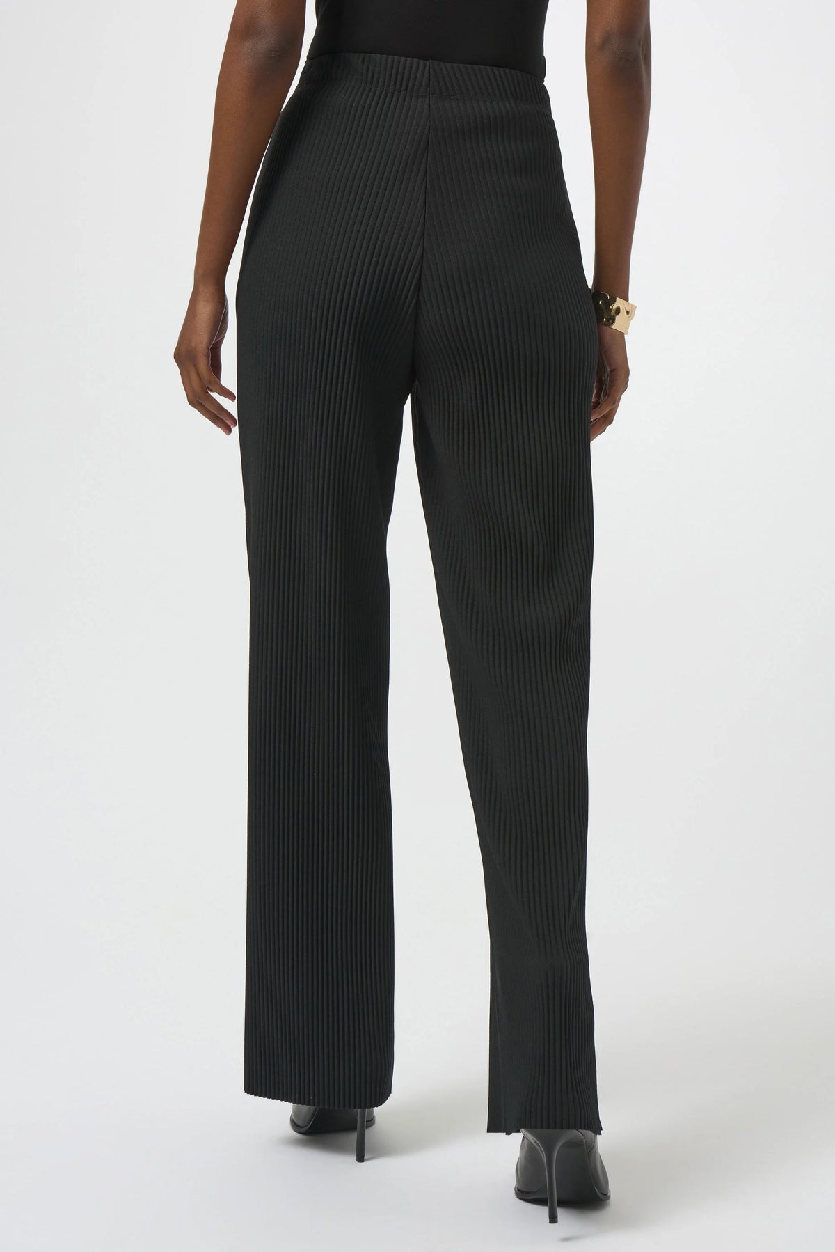 Joseph Ribkoff Black Pleated Scuba Crepe Wide-Leg Pants