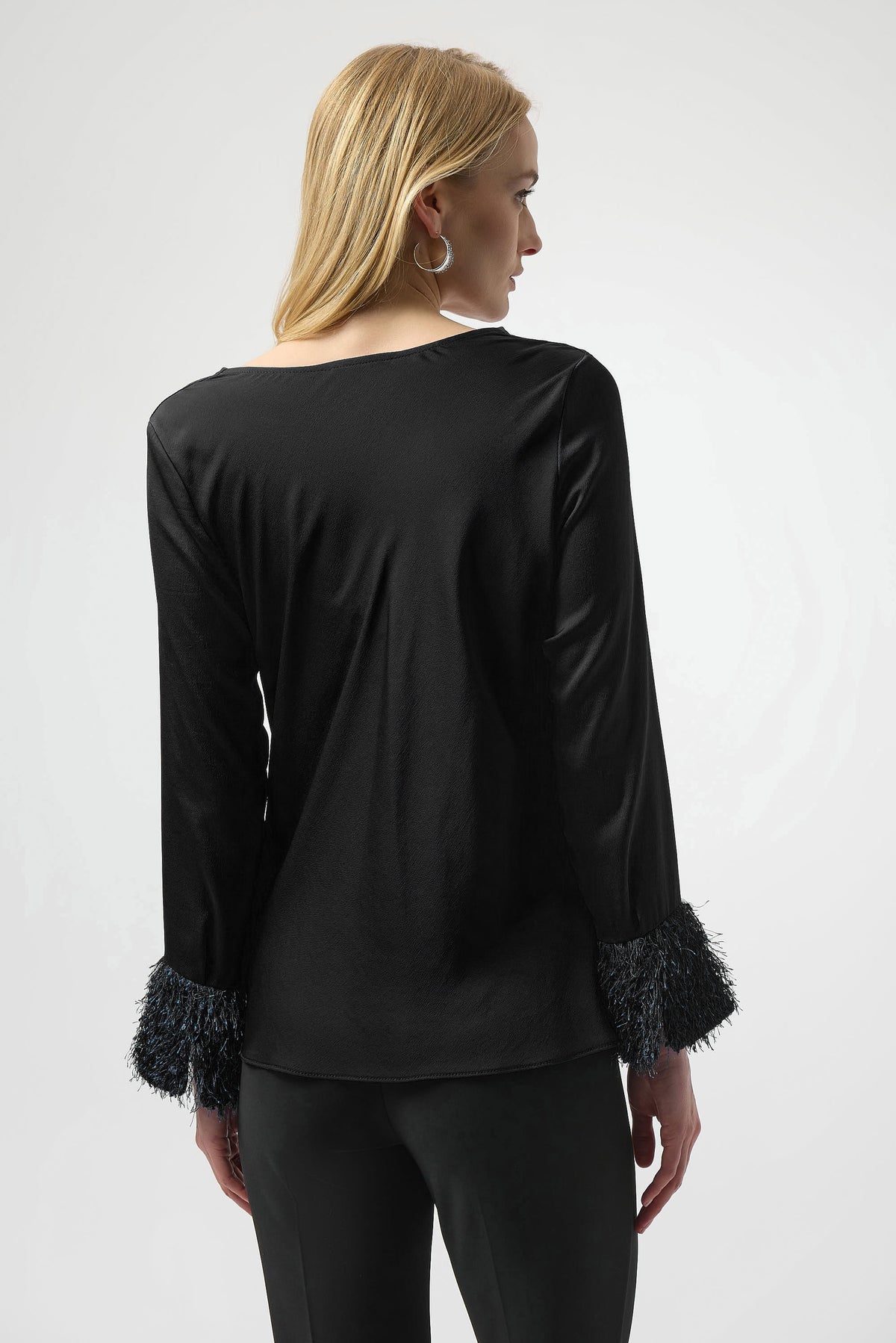 Joseph Ribkoff Black Recycled Satin Cowl Neck Top