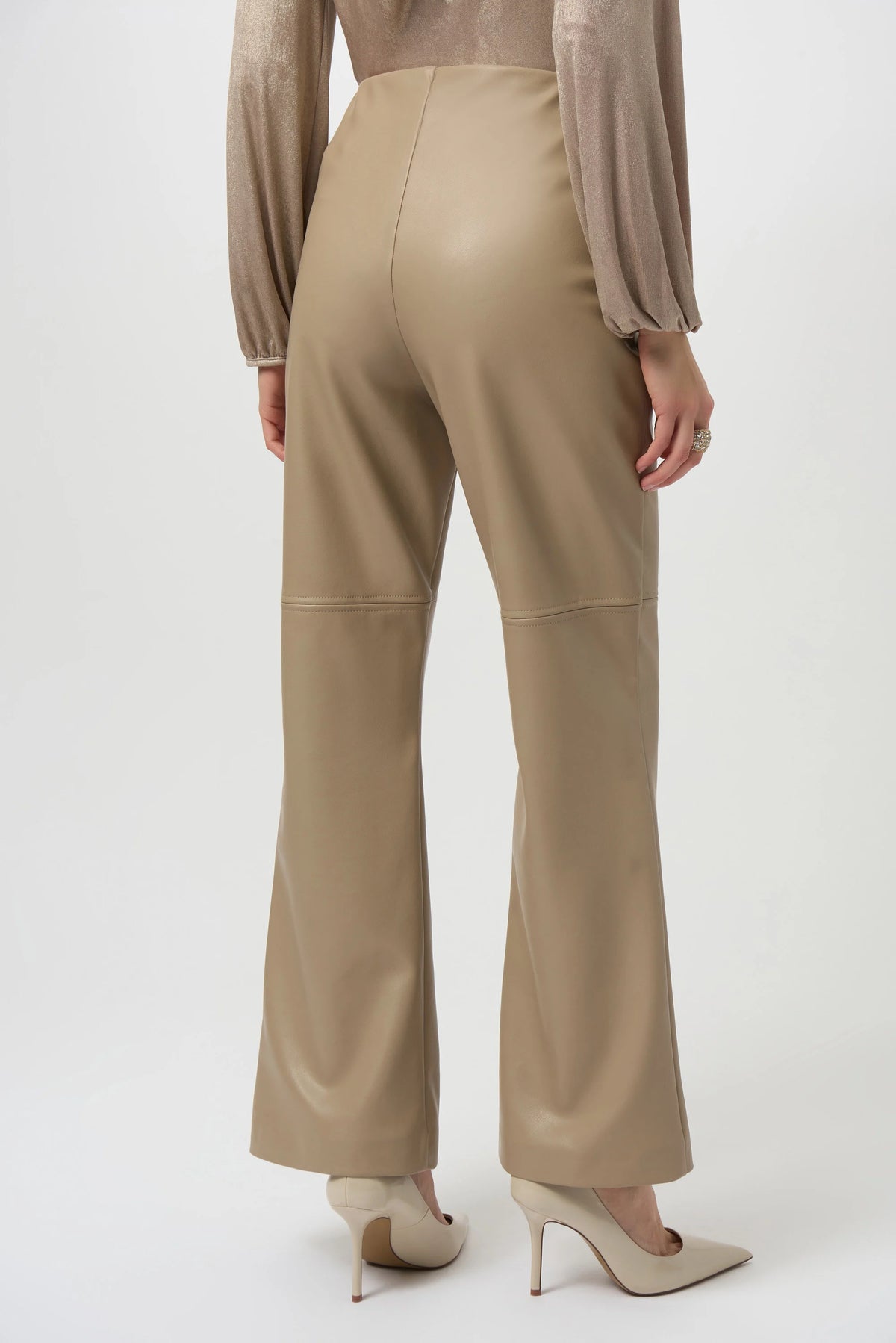 Joseph Ribkoff Fawn Leatherette Wide Leg Pull-On Pants