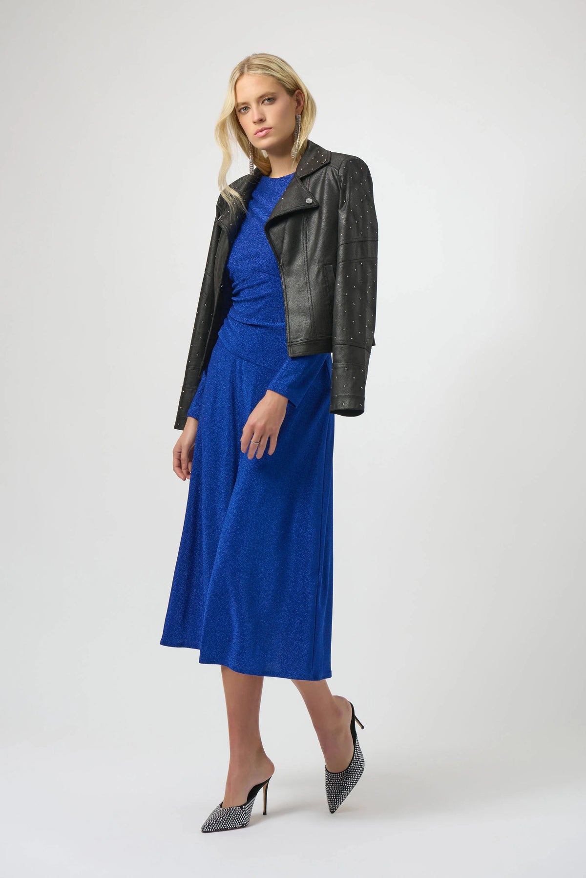 Joseph Ribkoff Royal Saphire Sparkle Knit Fit &amp; Flare Dress