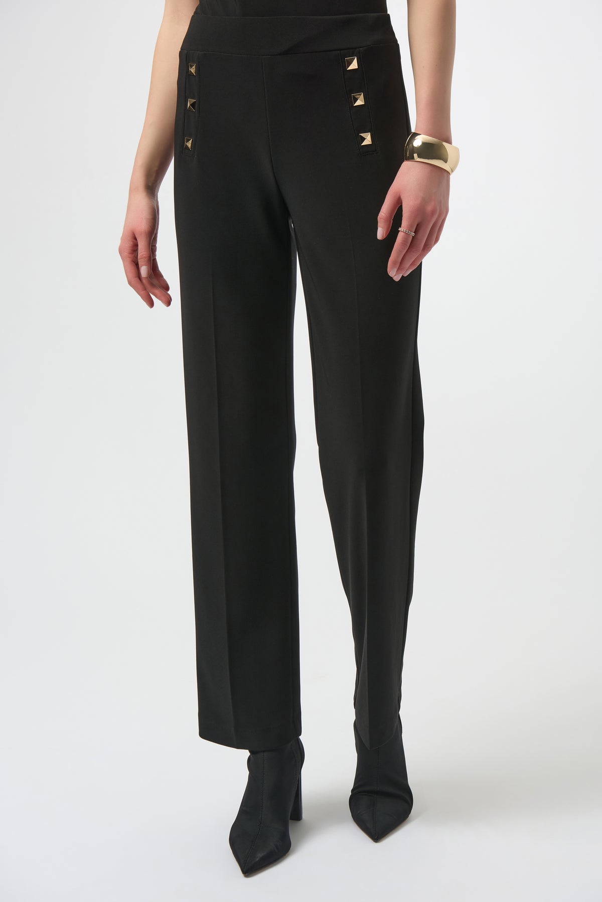 Joseph Ribkoff Black Silky Knit Straight Leg Pull-On Pants
