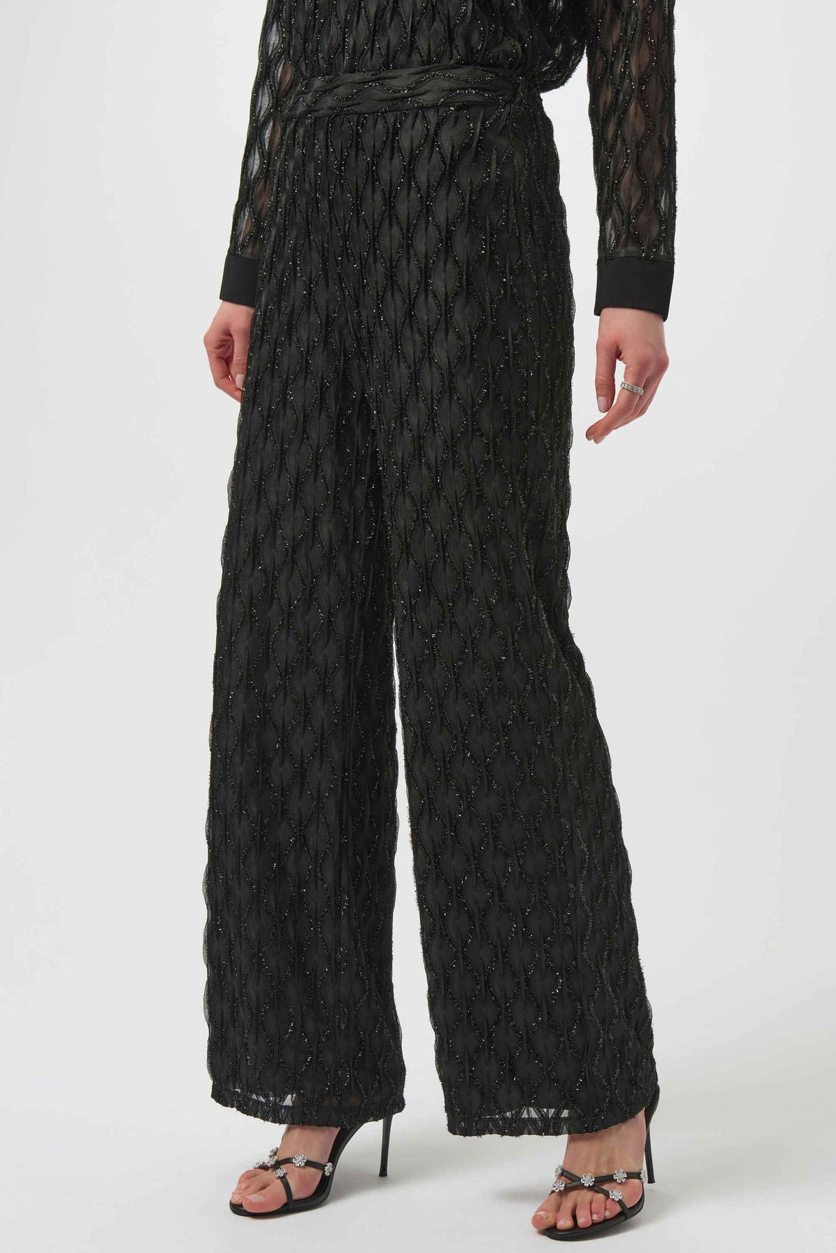 Joseph Ribkoff Lurex Cascade Wide-Leg Pull-On Pants