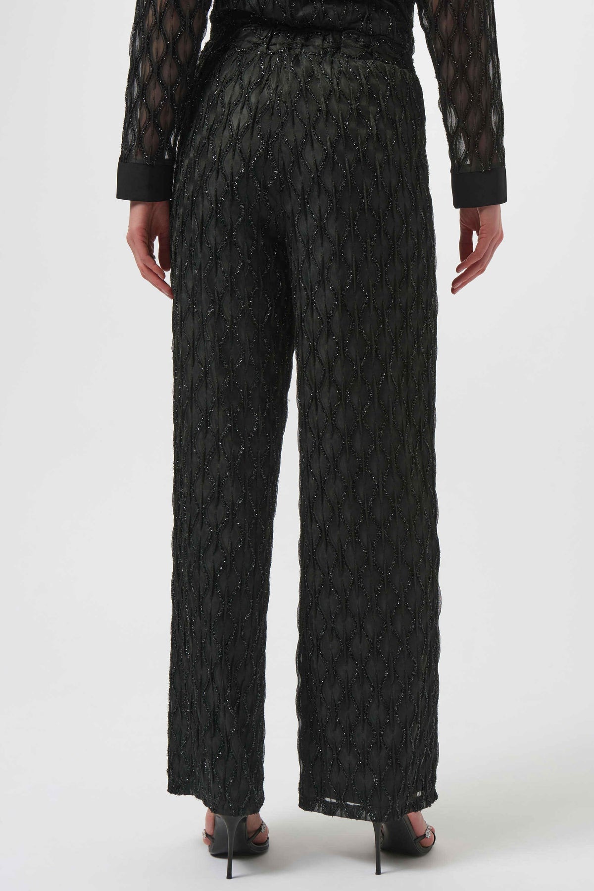 Joseph Ribkoff Lurex Cascade Wide-Leg Pull-On Pants