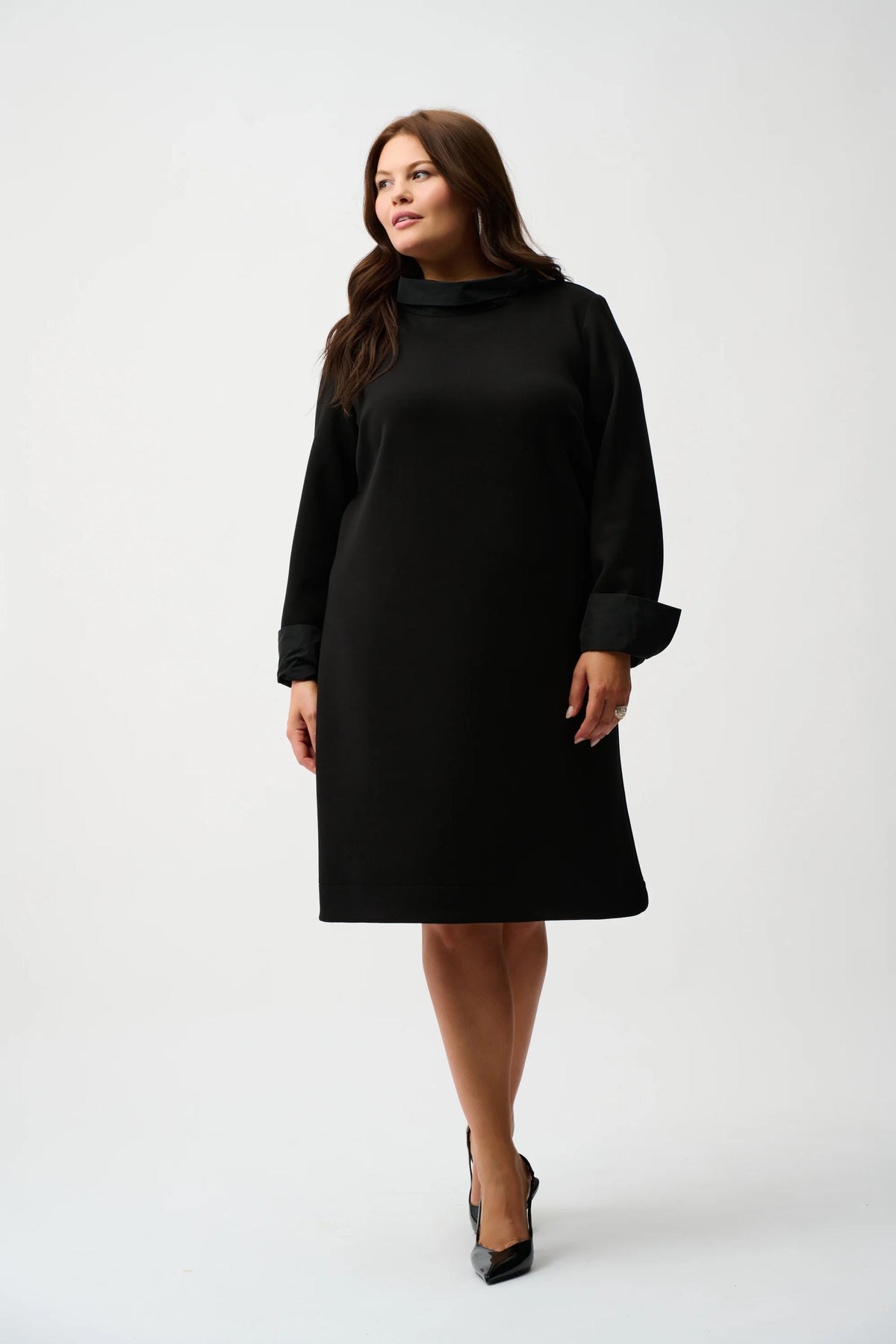 Joseph Ribkoff Black Scuba Jersey &amp; Memory Trapeze Dress
