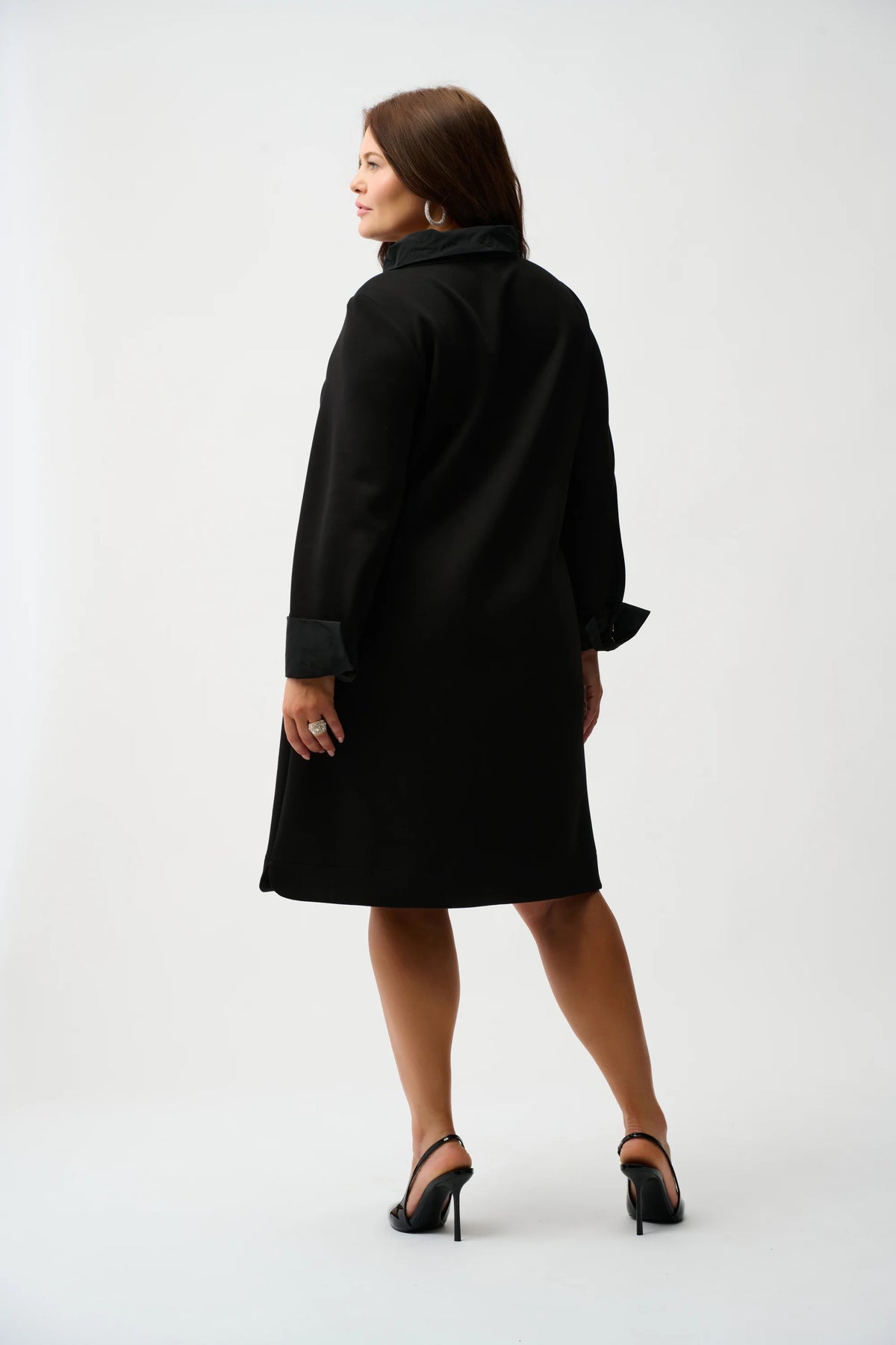 Joseph Ribkoff Black Scuba Jersey &amp; Memory Trapeze Dress