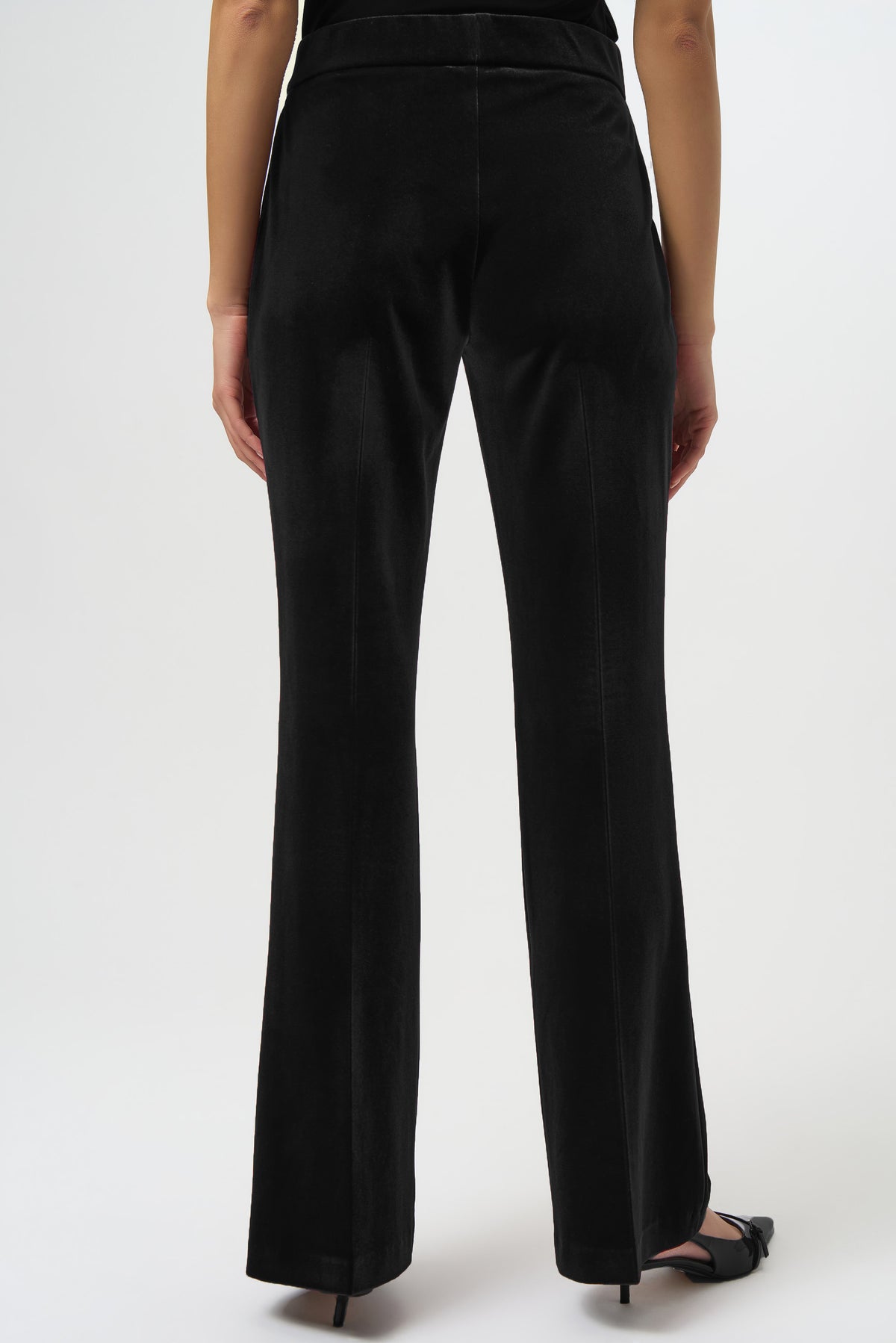 Joseph Ribkoff Black Velvet Flared Pull-On Pants