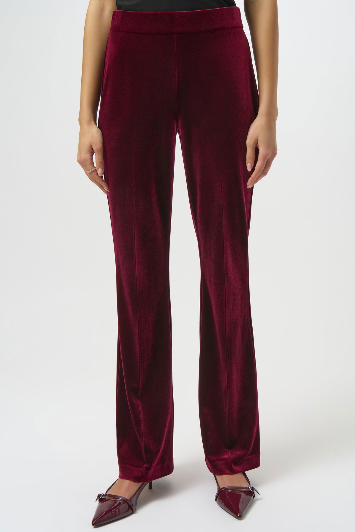Joseph Ribkoff Burgandy Velvet Flared Pull-On Pants