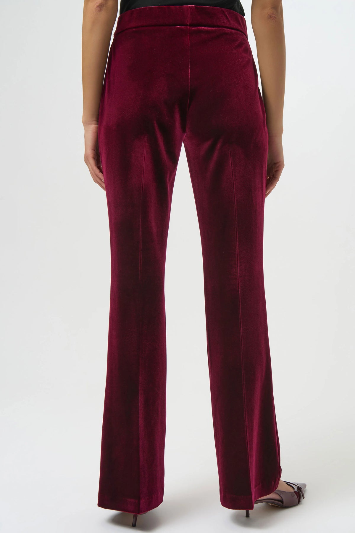 Joseph Ribkoff Burgandy Velvet Flared Pull-On Pants