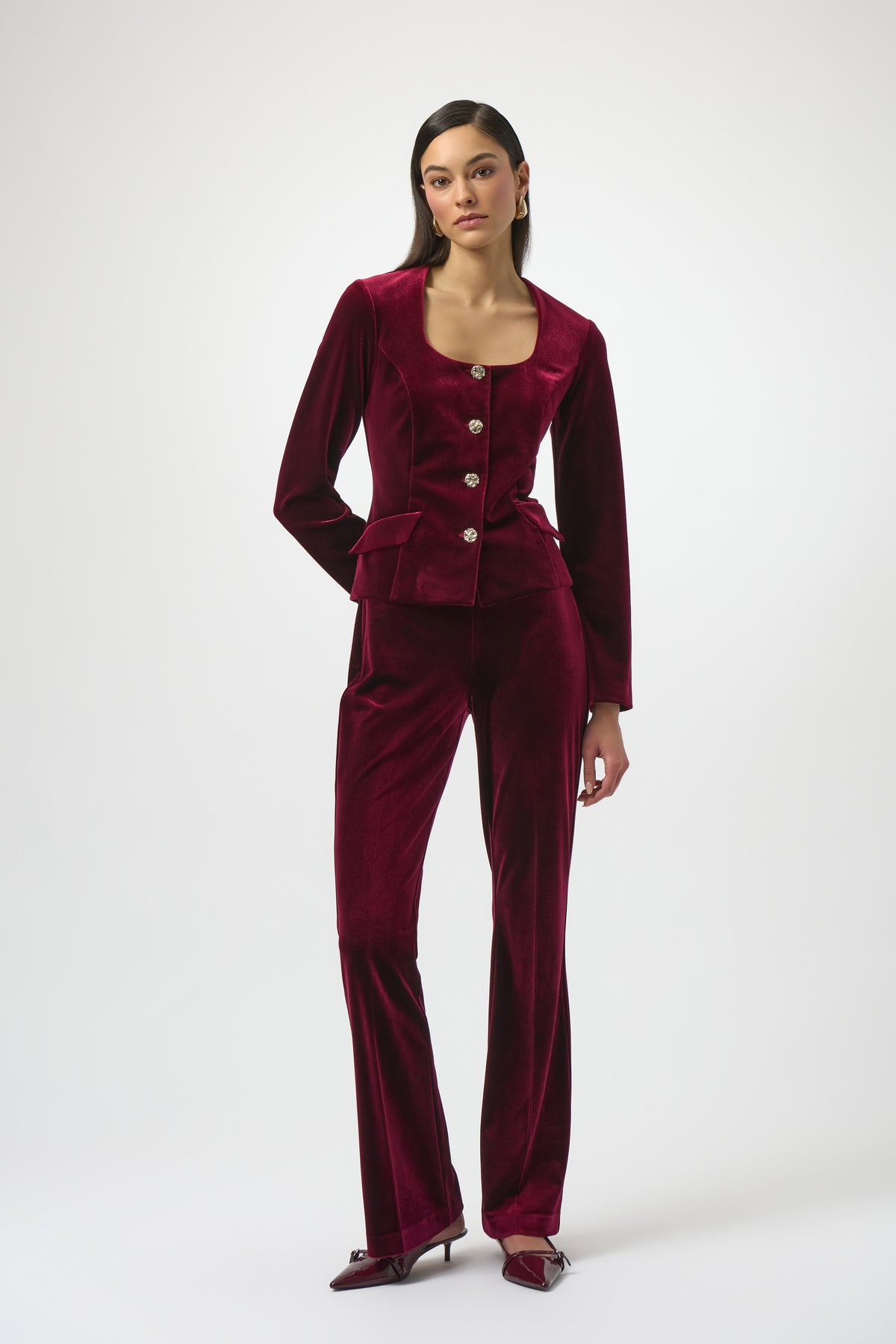 Joseph Ribkoff Merlot Velvet Jacket/Top