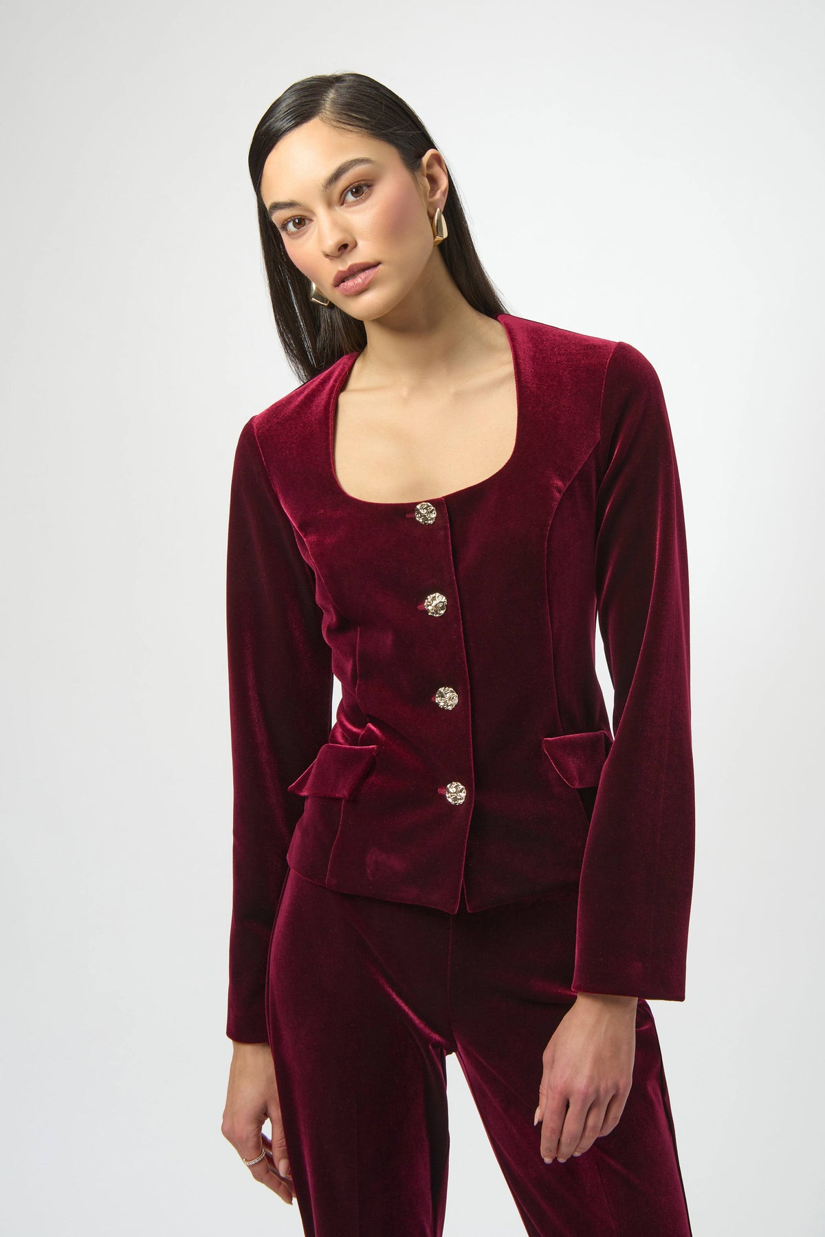 Joseph Ribkoff Merlot Velvet Jacket/Top