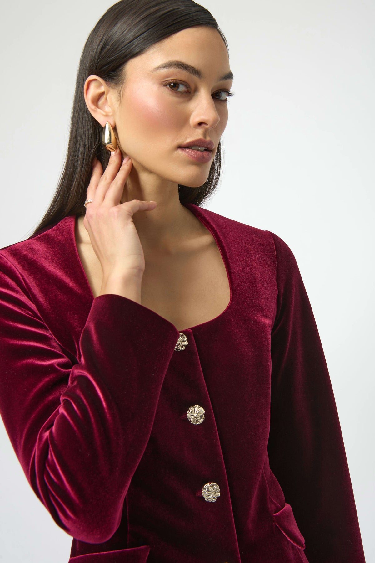 Joseph Ribkoff Merlot Velvet Jacket/Top