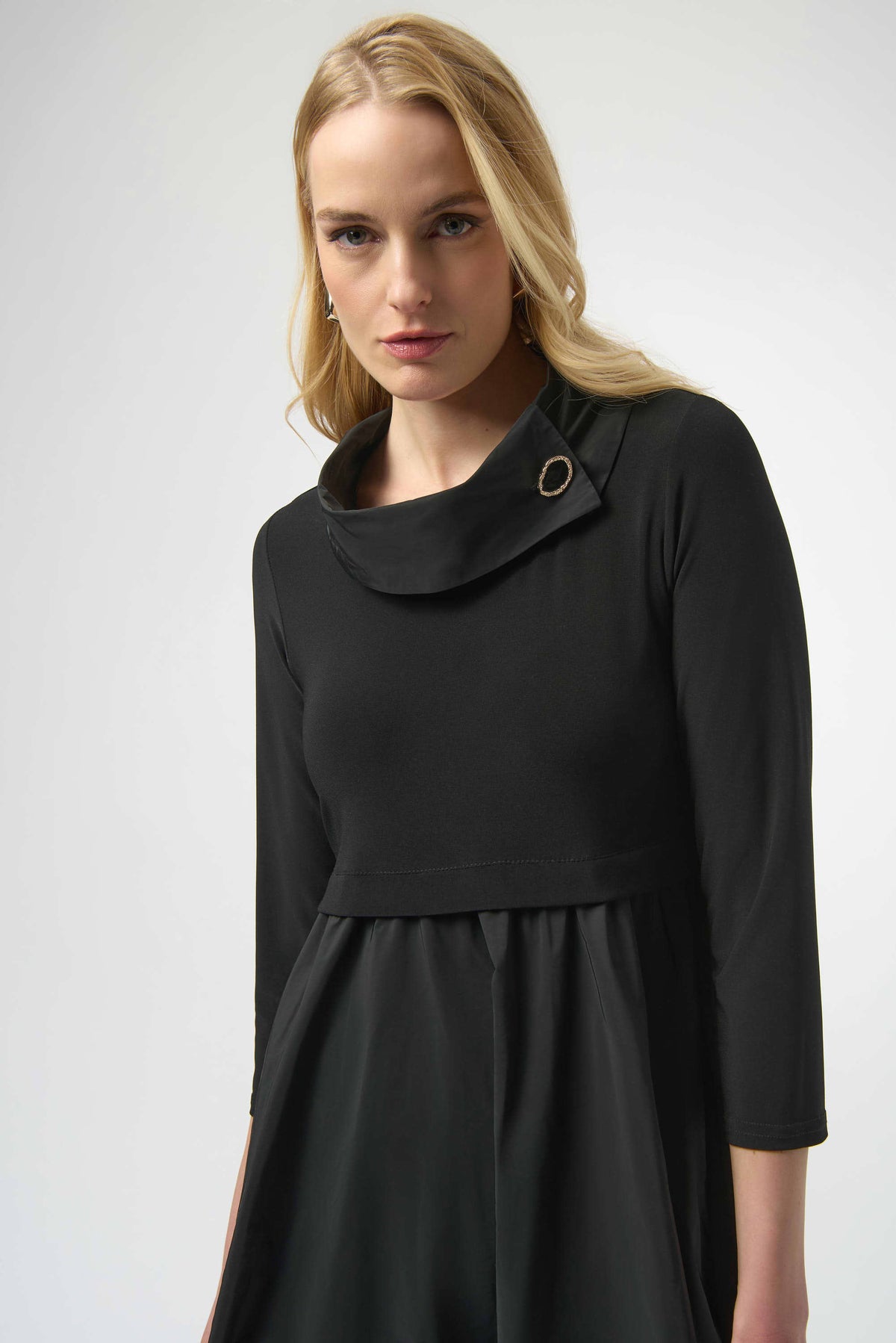 Joseph Ribkoff Black Silky Knit &amp; Memory Fit and Flare Dress