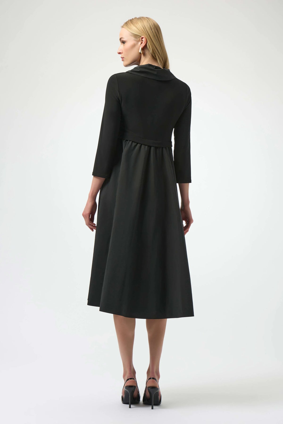 Joseph Ribkoff Black Silky Knit &amp; Memory Fit and Flare Dress