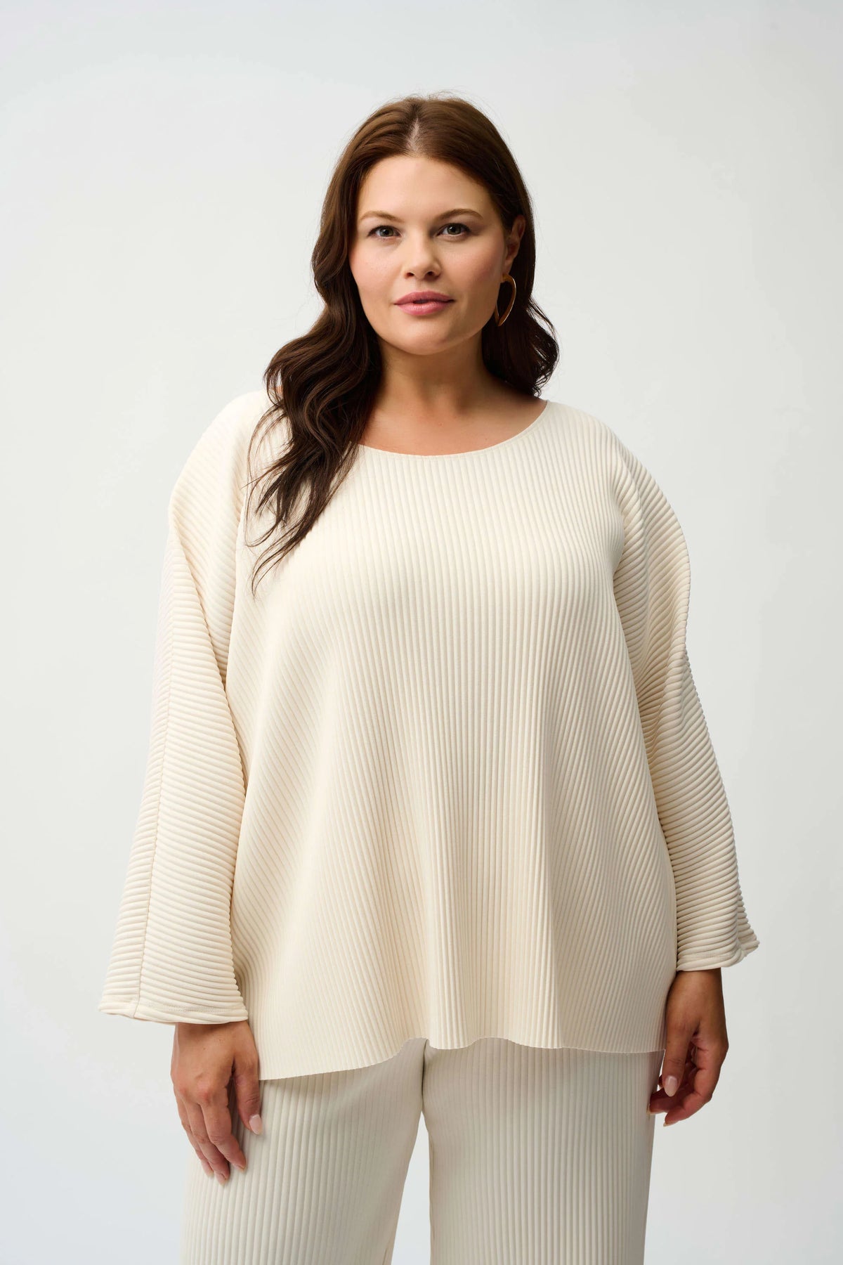 Joseph Ribkoff Birch Pleated Scuba Crepe Boxy Top