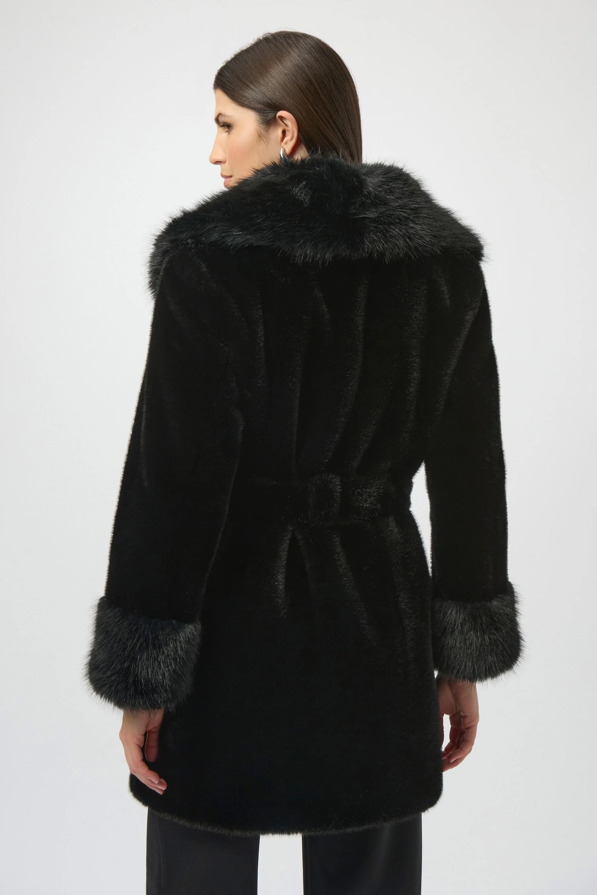 Joseph Ribkoff Faux Fur Shawl Collar Fitted Coat