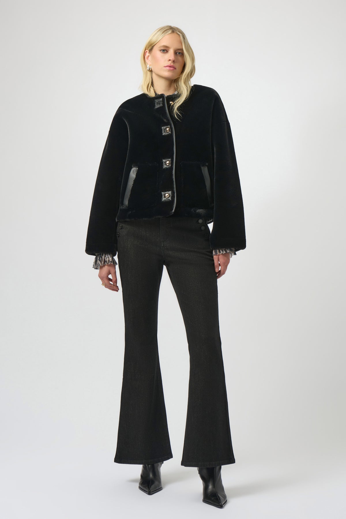 Joseph Ribkoff Bonded Faux Fur Boxy Jacket
