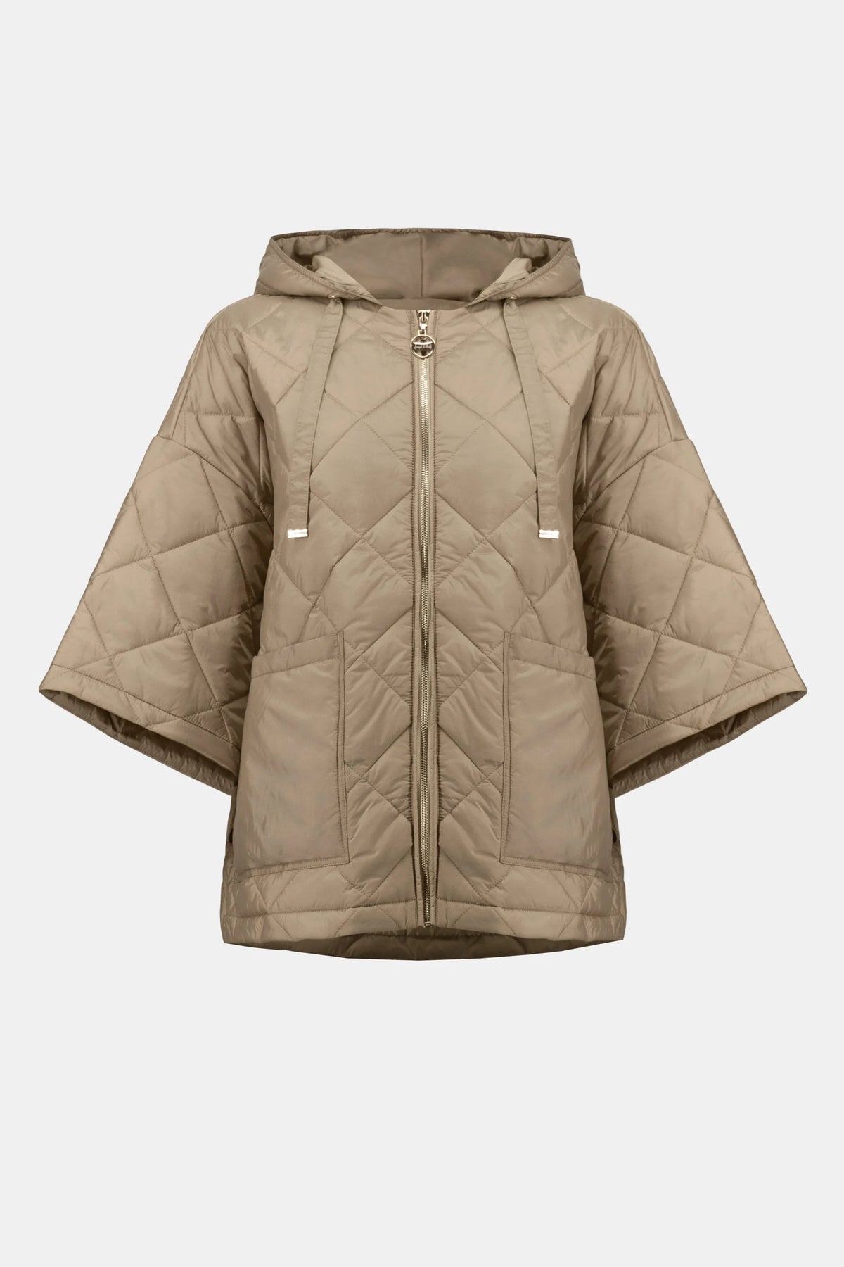 Joseph Ribkoff Gold Woven Diamond Quilt Hooded Jacket