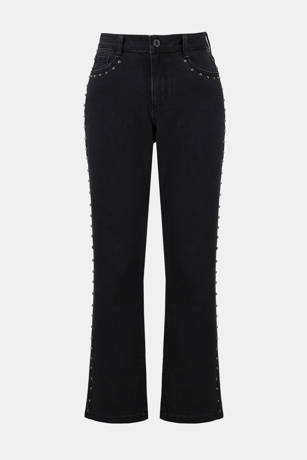 Joseph Ribkoff Charcoal Grey Classic Straight Leg Jeans with Studded Seams