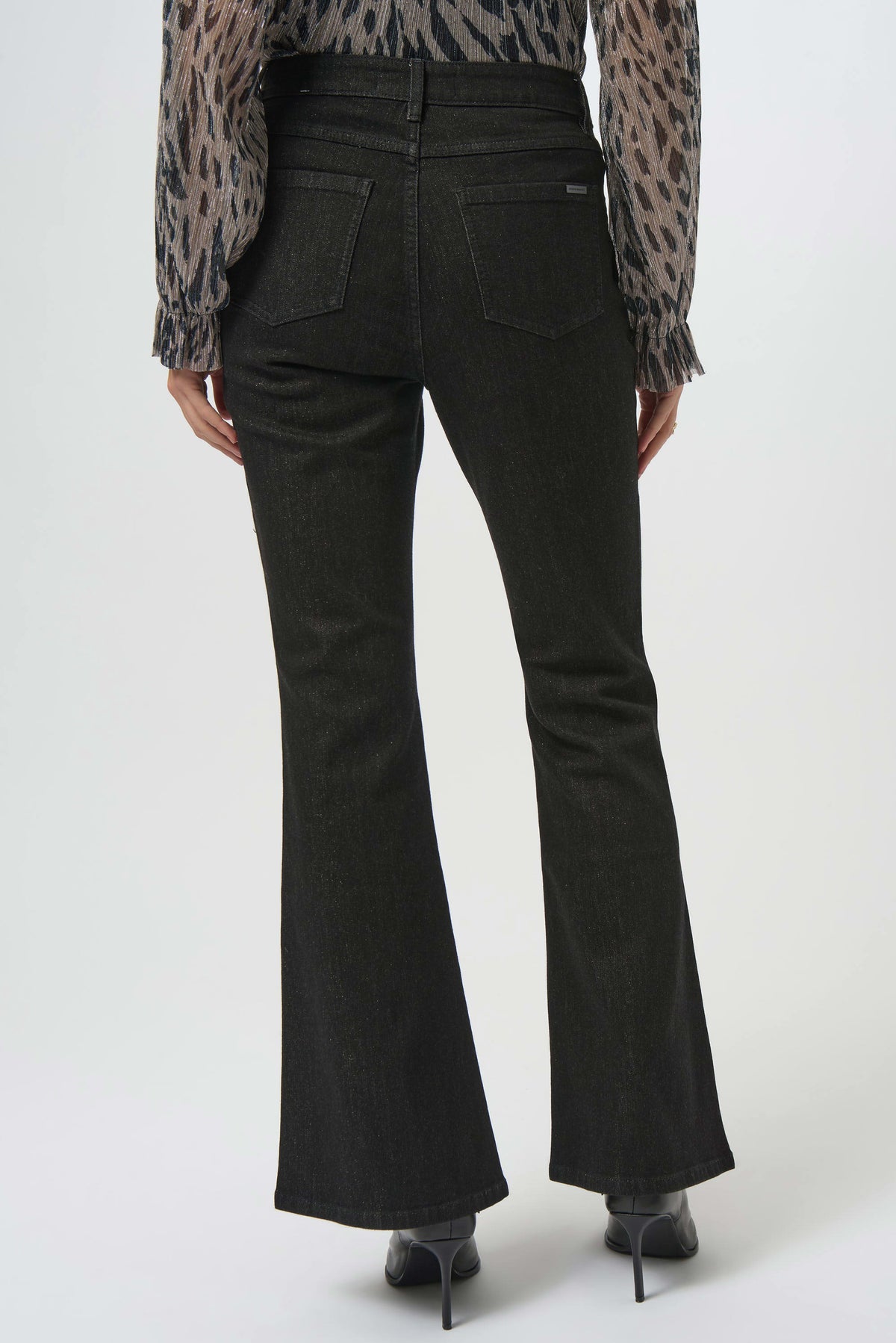Joseph Ribkoff Black Classic High Rise Flared Jeans with Lurex