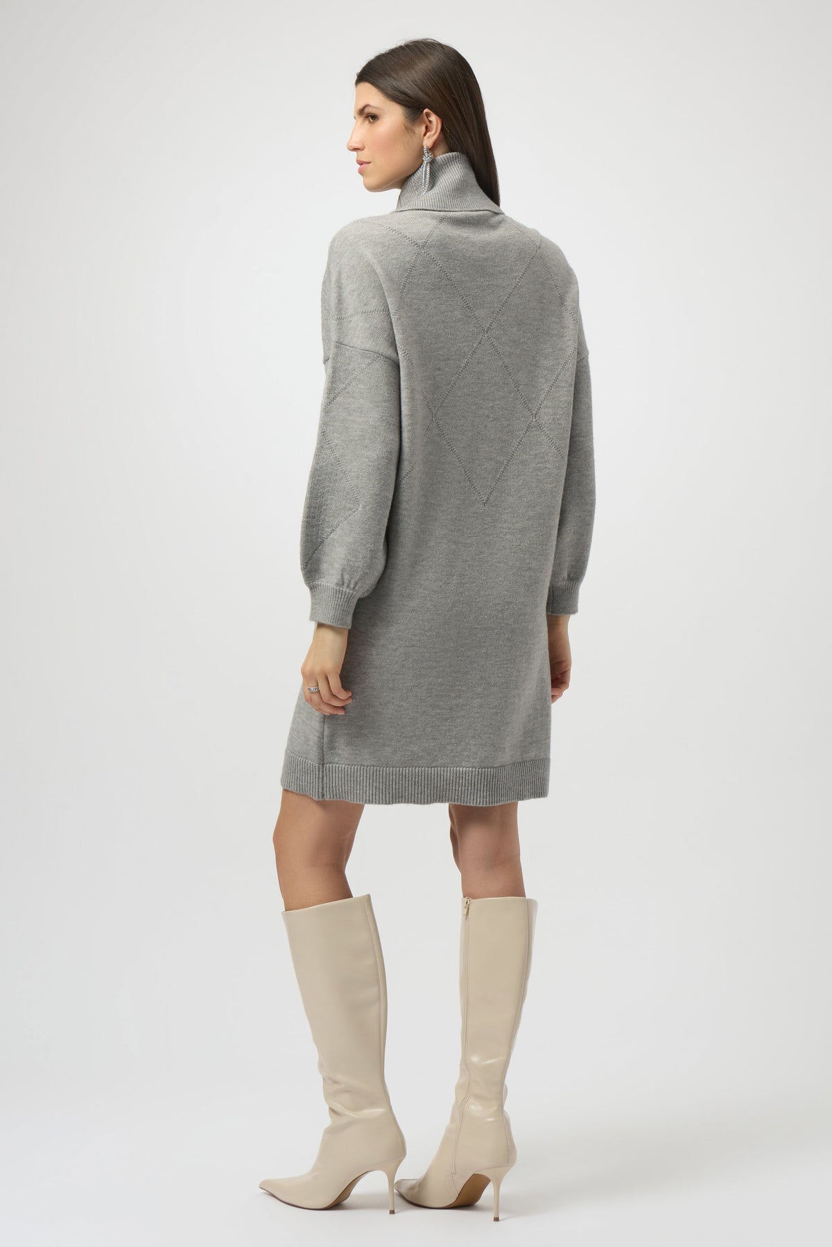 Joseph Ribkoff Grey Sweater Knit Straight Dress with Sequin Detail