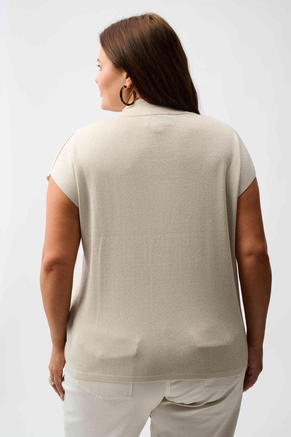 Joseph Ribkoff Birch/Silver Sweater Knit Sleeveless Pullover with Iron-On Detail