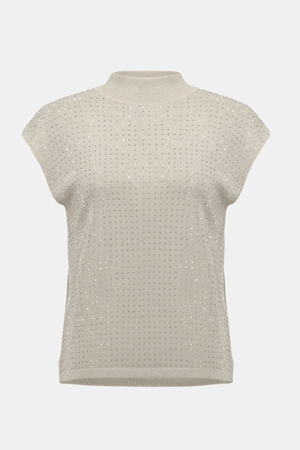 Joseph Ribkoff Birch/Silver Sweater Knit Sleeveless Pullover with Iron-On Detail