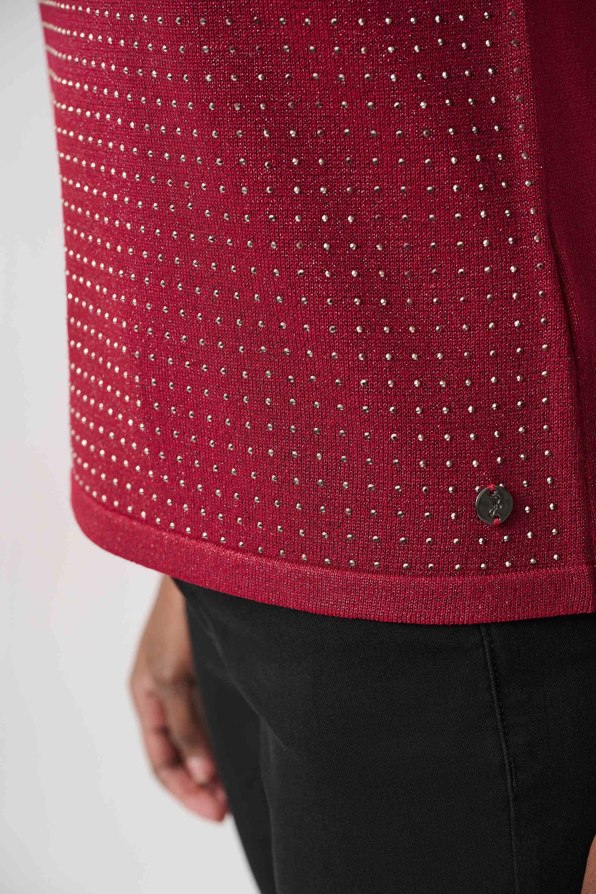 Joseph Ribkoff Deep Cherry Embellished Sparkly Sleeveless Sweater