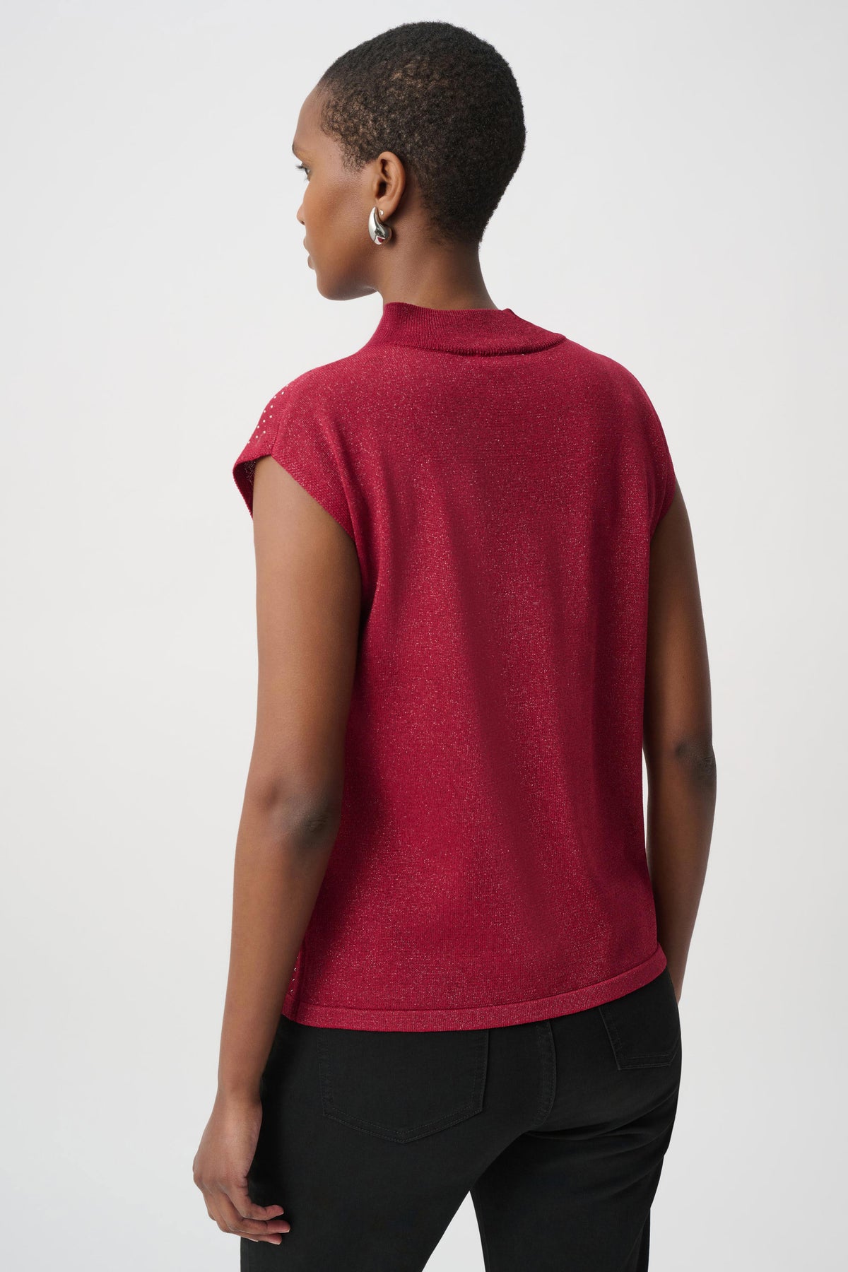 Joseph Ribkoff Deep Cherry Embellished Sparkly Sleeveless Sweater