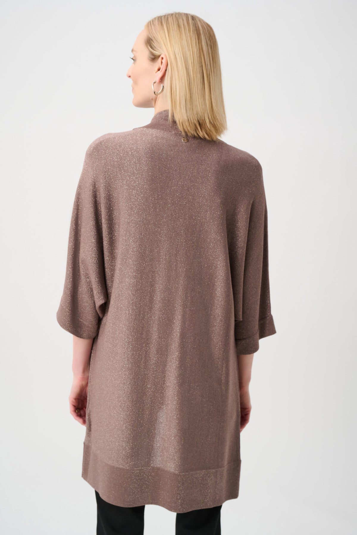 Joseph Ribkoff Mink/Gold Sweater Knit Cover-Up with Iron-On Detail