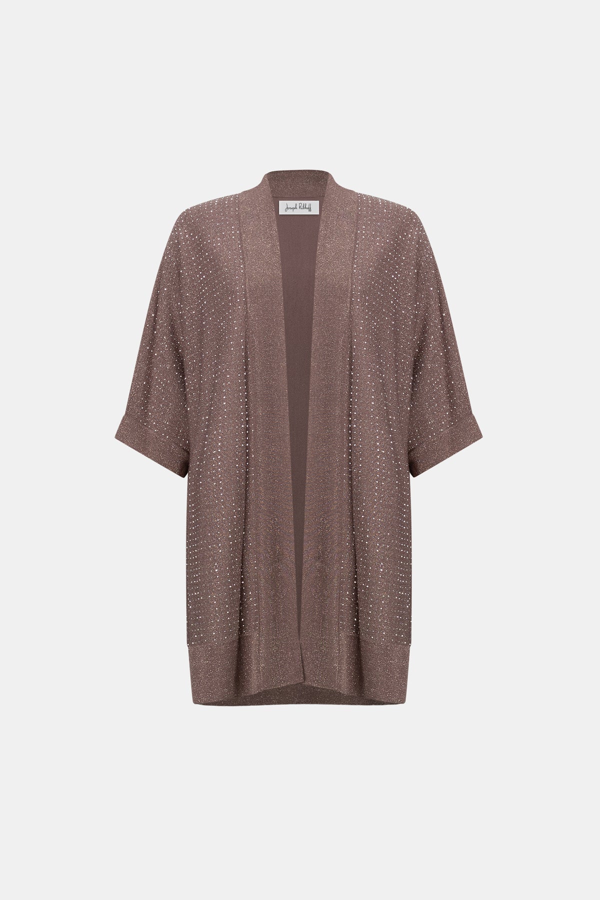 Joseph Ribkoff Mink/Gold Sweater Knit Cover-Up with Iron-On Detail