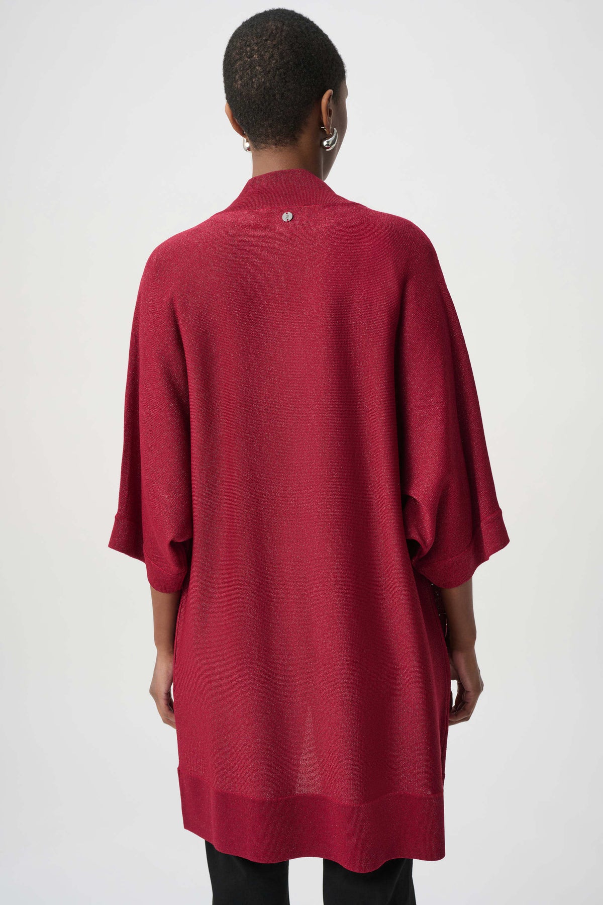 Joseph Ribkoff Deep Cherry Embellished Sparkly Long Cardigan