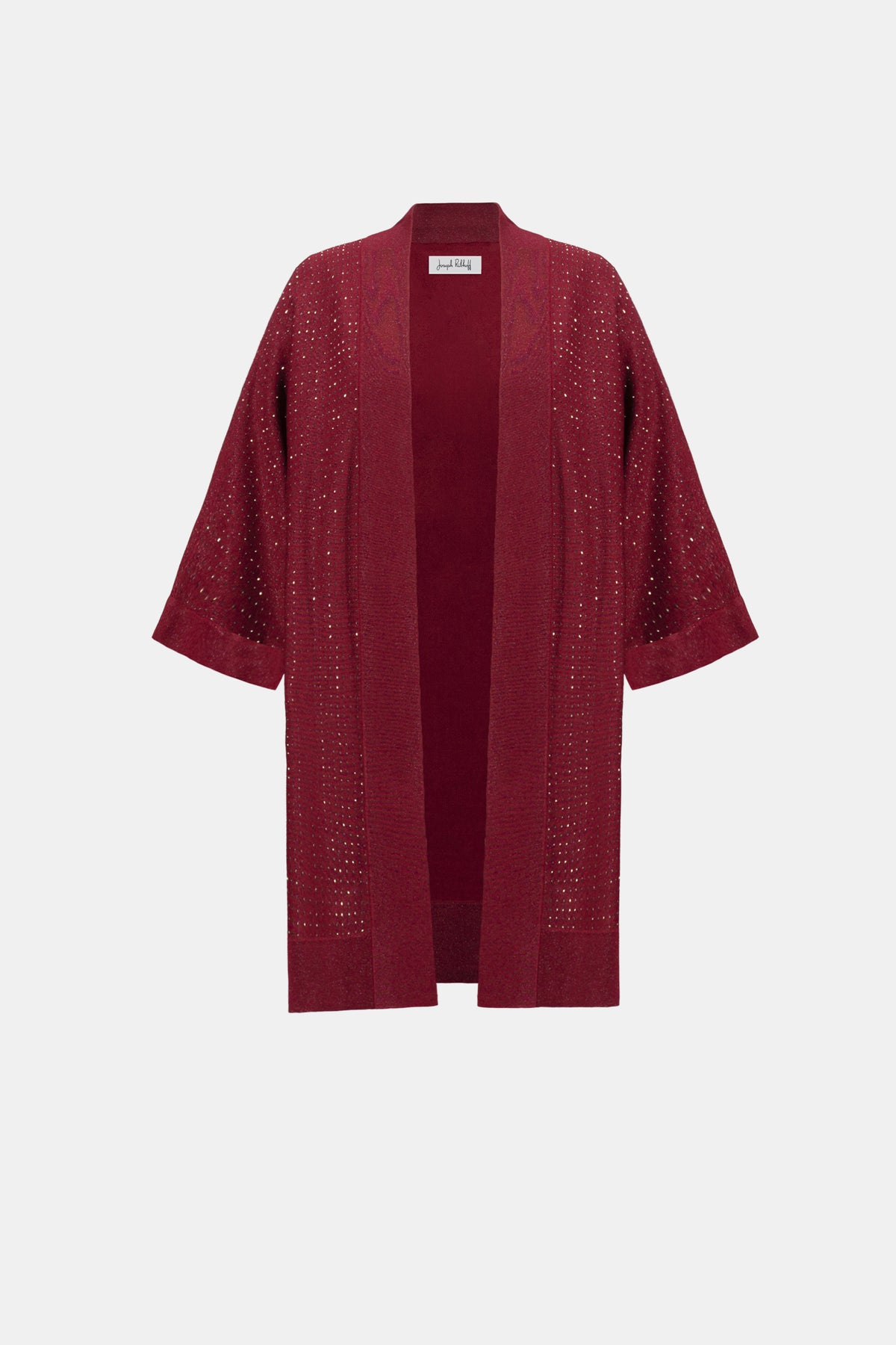 Joseph Ribkoff Deep Cherry Embellished Sparkly Long Cardigan