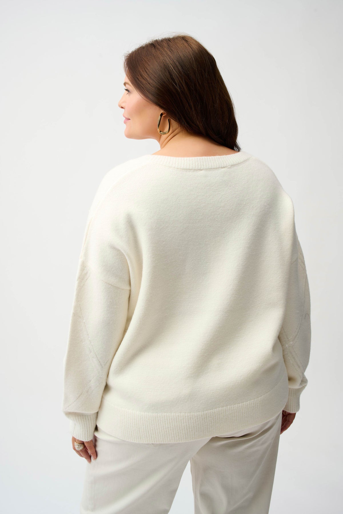 Joseph Ribkoff Winter White Sweater Knit Pullover with Sequins