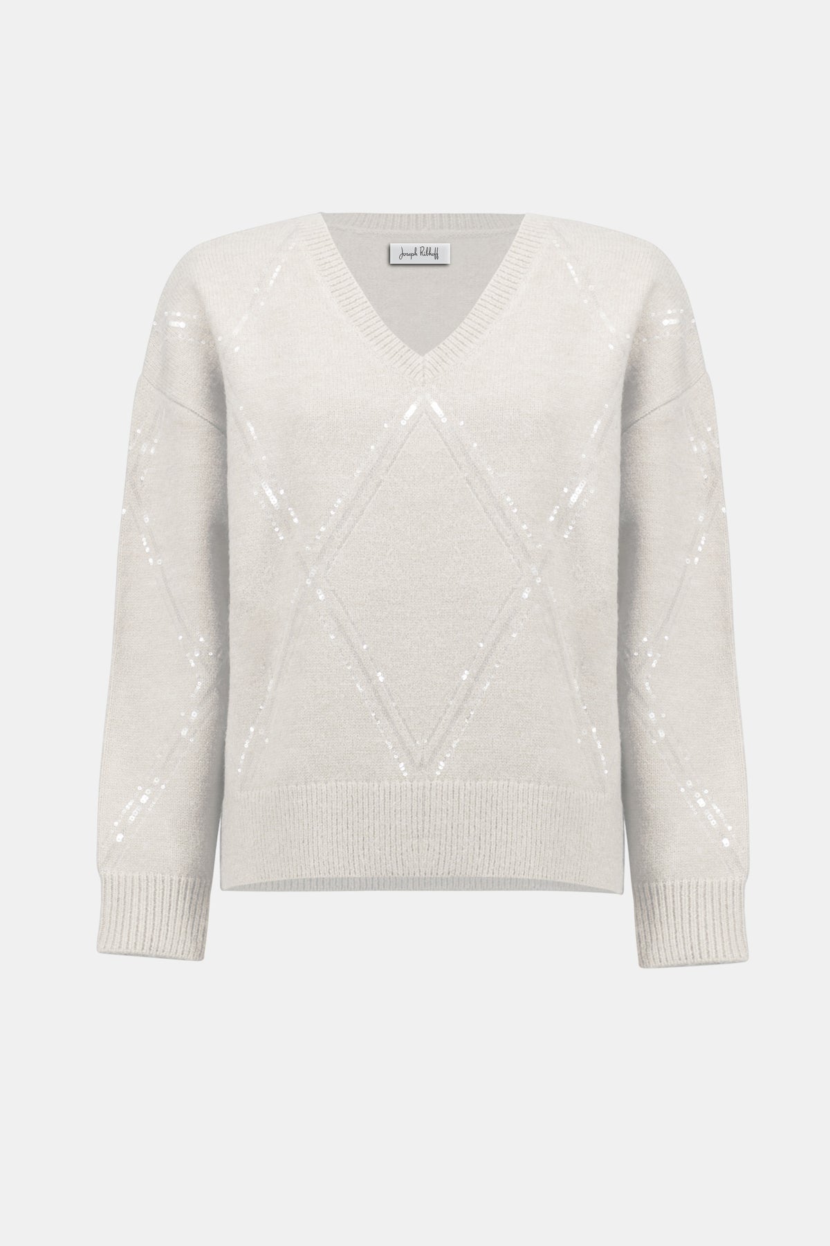 Joseph Ribkoff Winter White Sweater Knit Pullover with Sequins