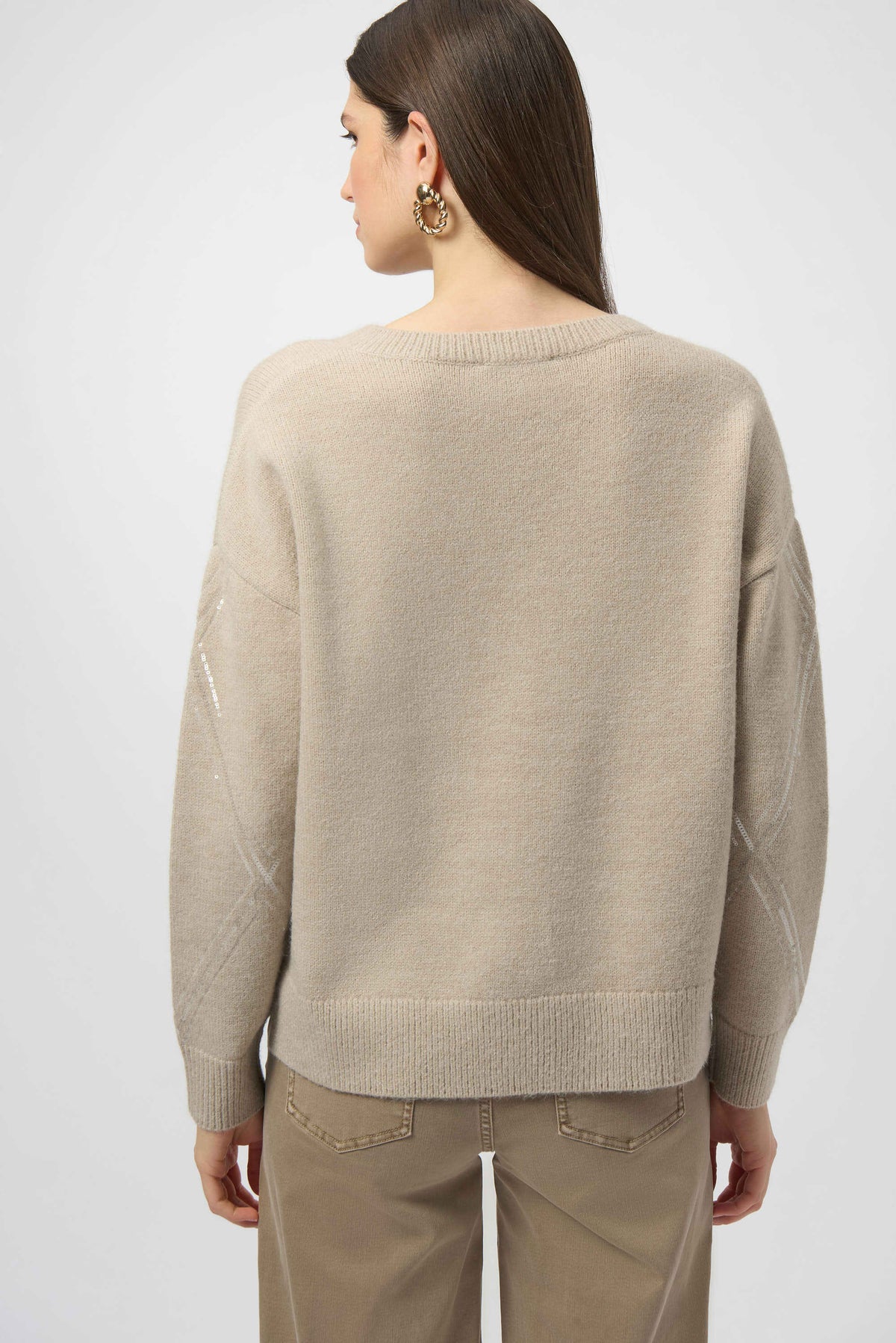Joseph Ribkoff Oyster Sweater Knit Pullover with Sequins