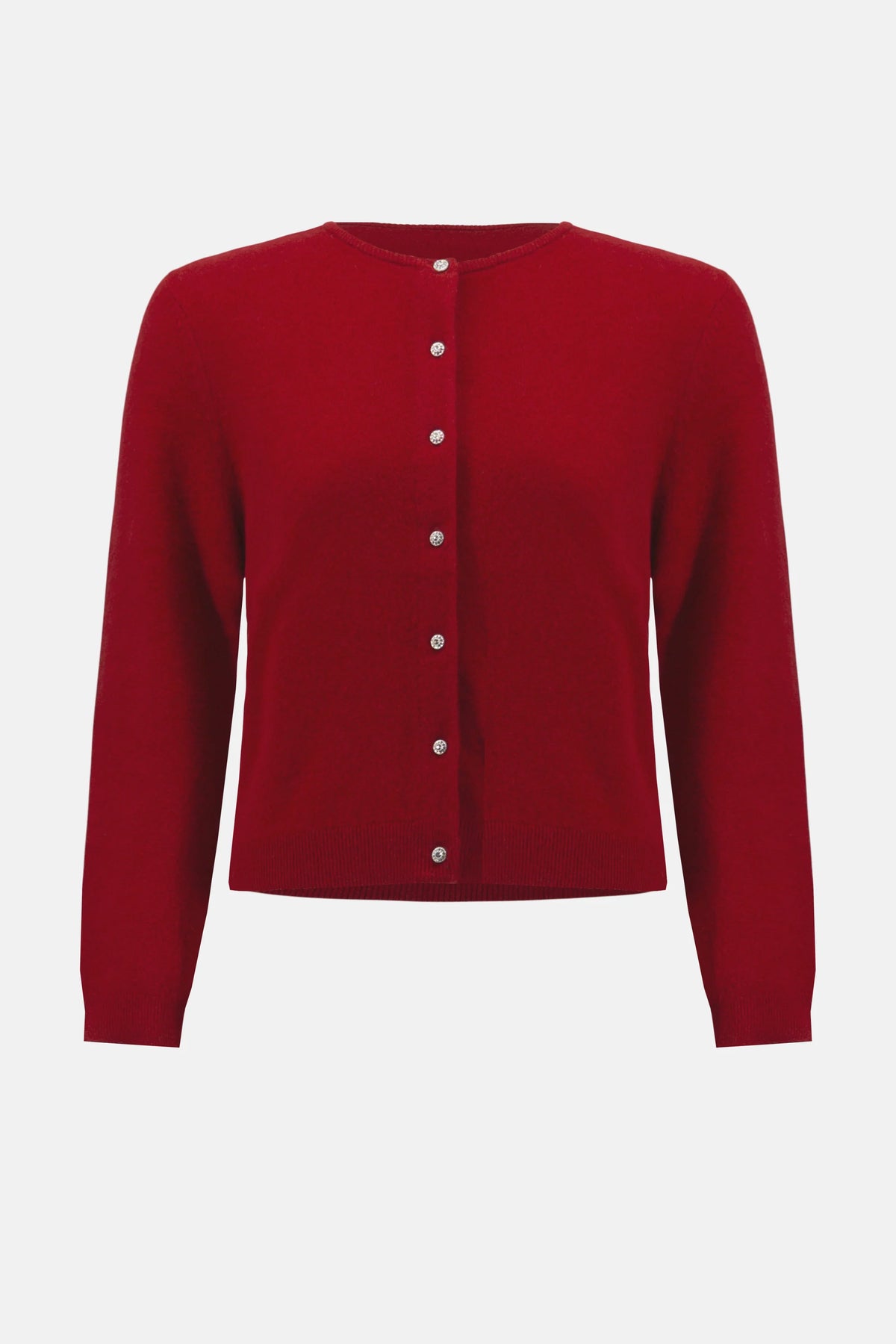 Joseph Ribkoff Deep Cherry Cashmere Button-Front Crew Neck Cardigan