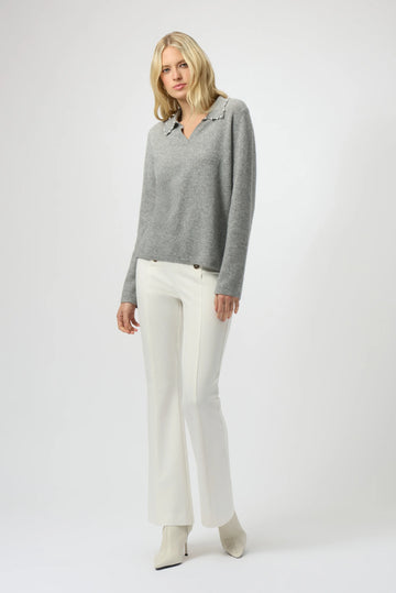 Joseph Ribkoff Ligth Grey Melange Cashmere Long Sleeve Sweater